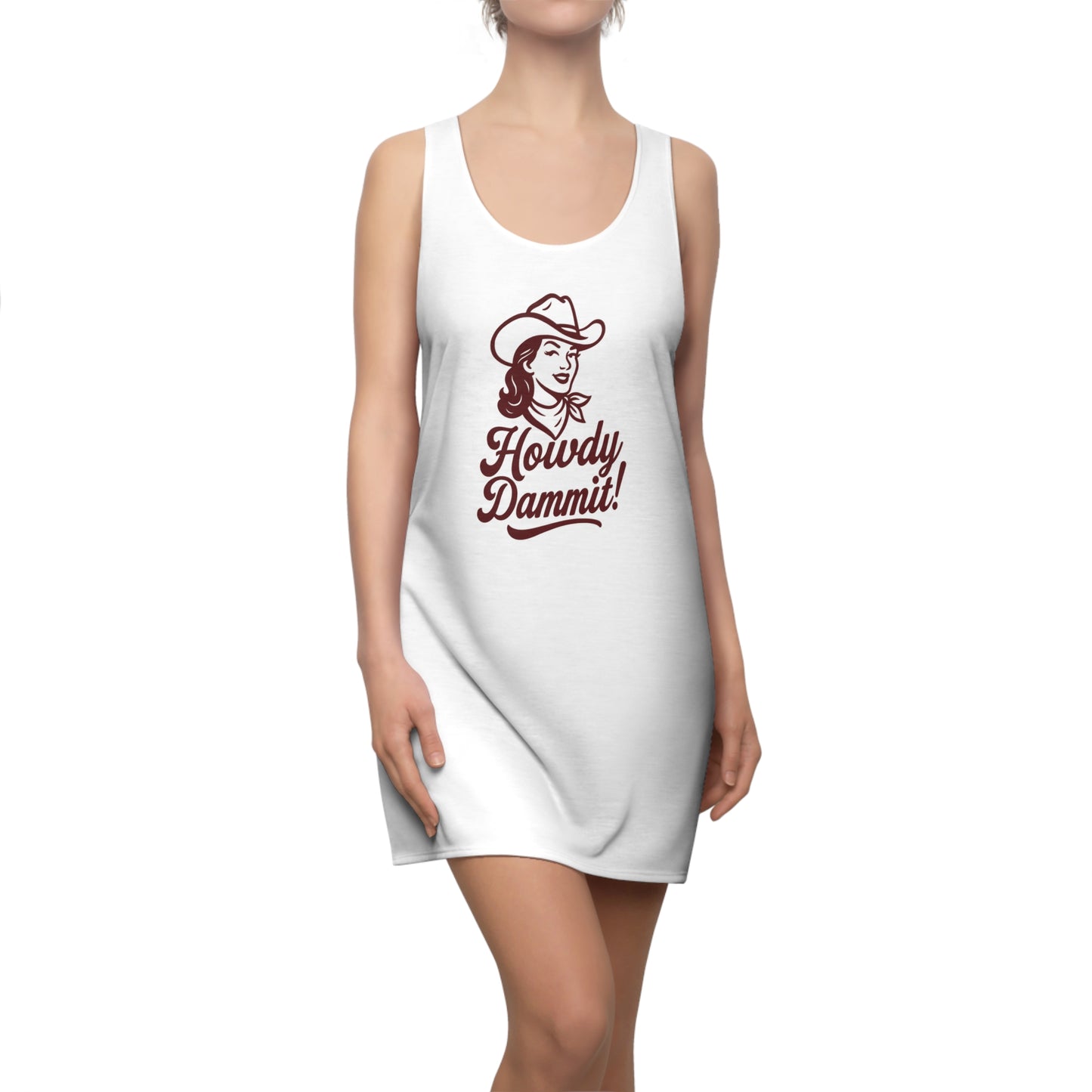 Howdy Dammit! Aggie Texas Cowgirl Women's Racerback Dress (Maroon Logo)
