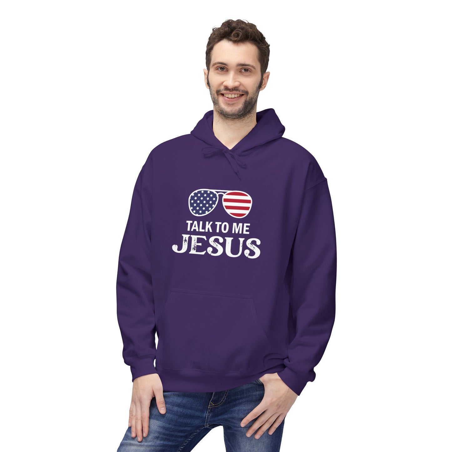 Patriotic "Talk to Me Jesus" Christian Fleece Hoodie