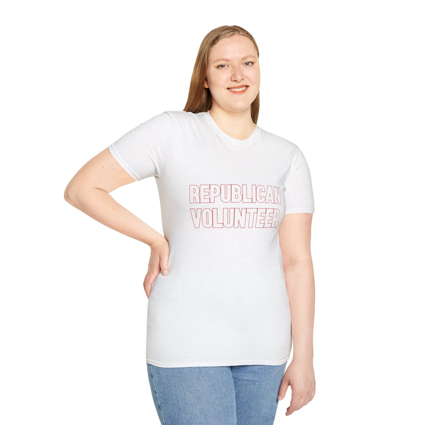 Republican Volunteer Unisex Tshirt (White/Red Logo) - Sweet Baby Jeez Teez