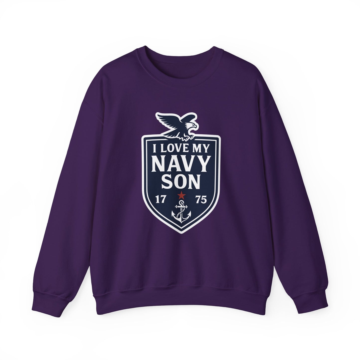 "I Love my Navy Son" Military Pride Navy Patriotic Crest Crewneck Sweatshirt