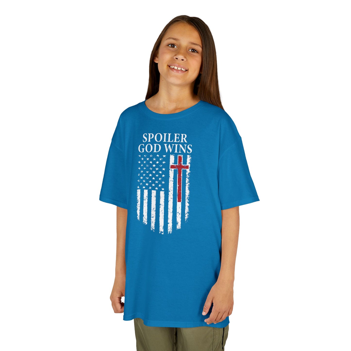 "Spoiler God Wins" Christian Kids Softstyle T-Shirt