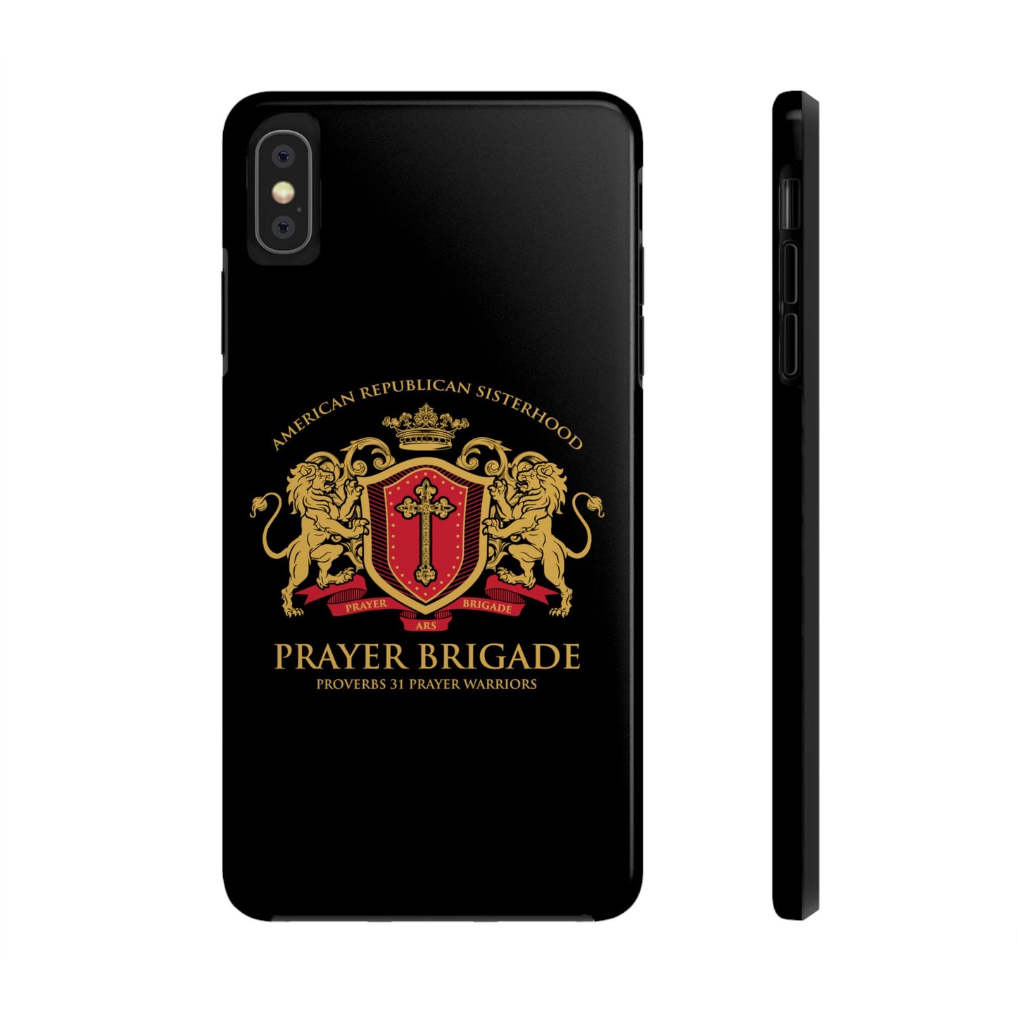 ARS Prayer Brigade Tough Phone Case (Black with Gold/Red Logo)