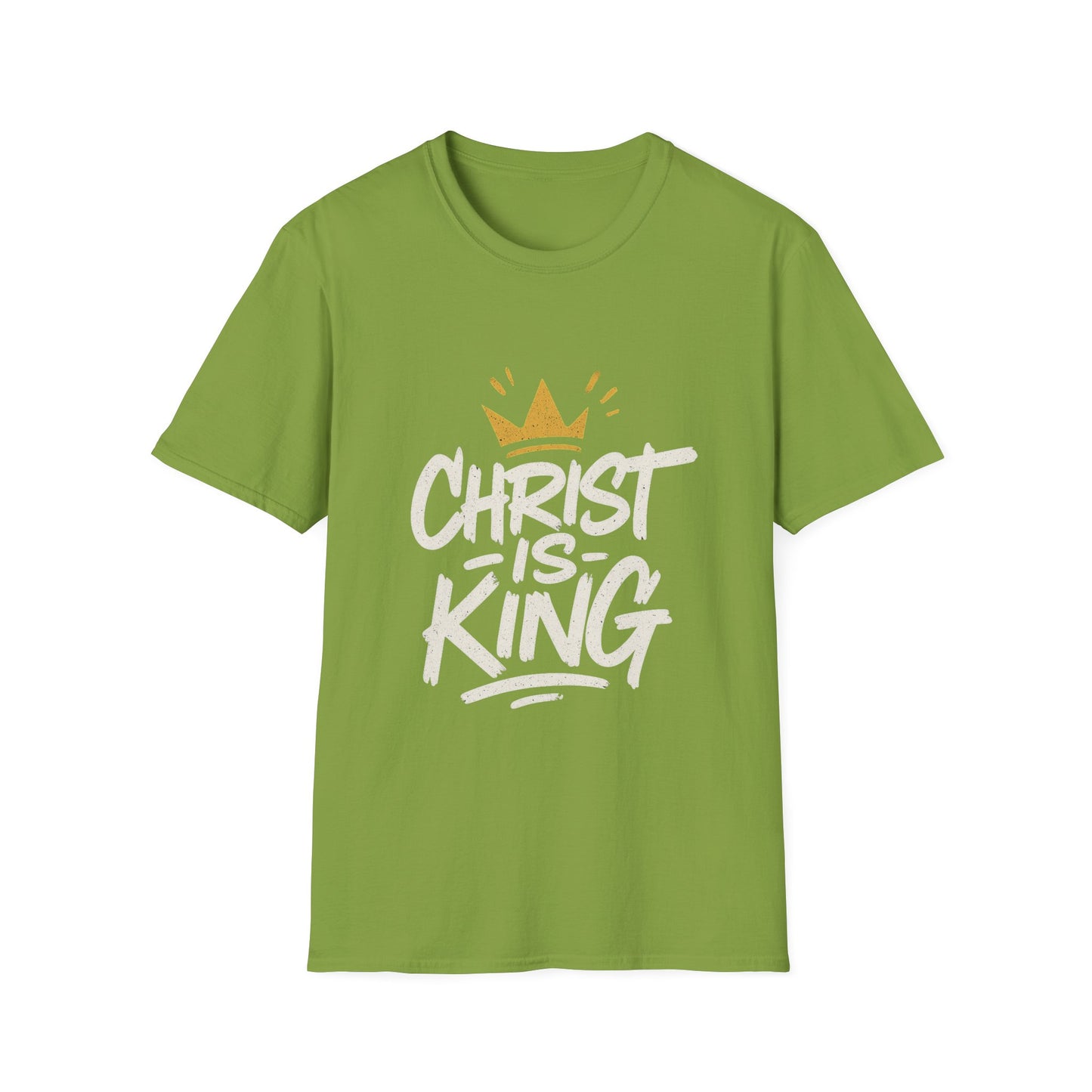 Christ is King Men's Unisex Softstyle T-Shirt (Gold Crown Logo)