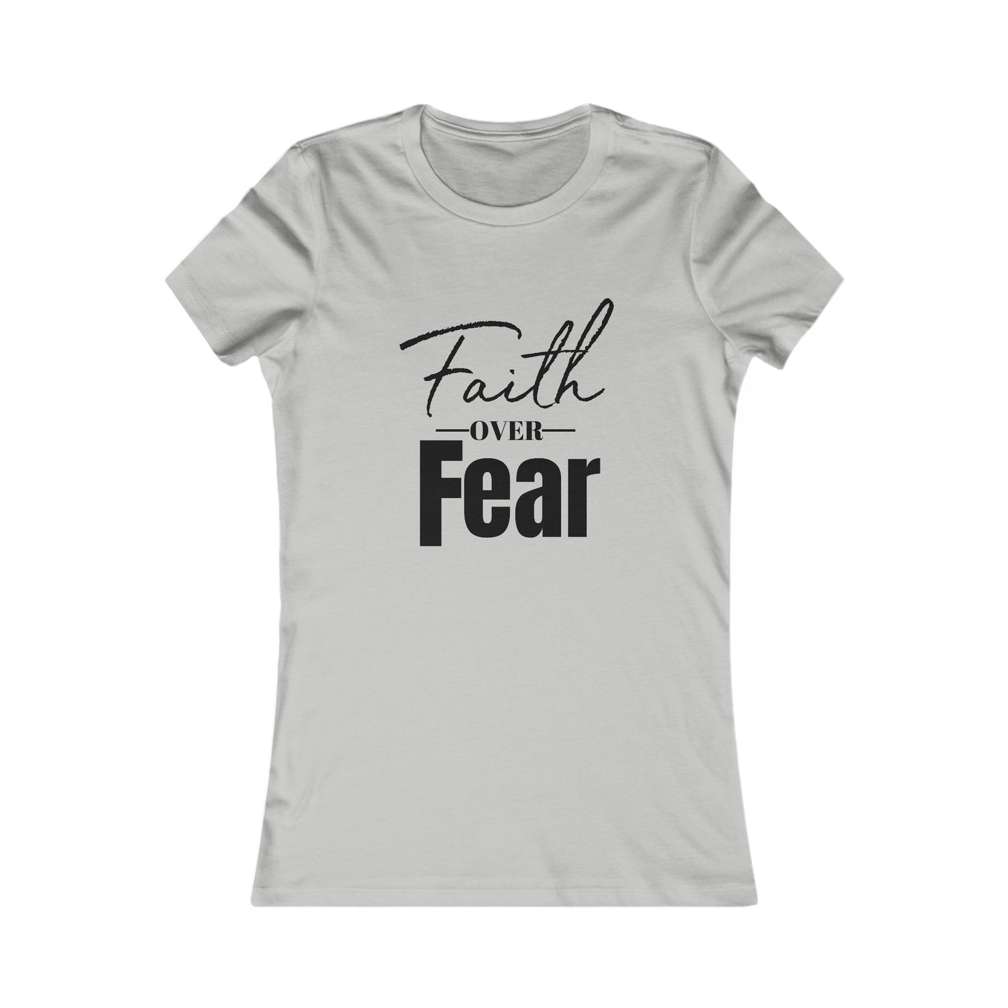Faith Over Fear Women's Fitted Tshirt (Black Logo) - Sweet Baby Jeez Teez