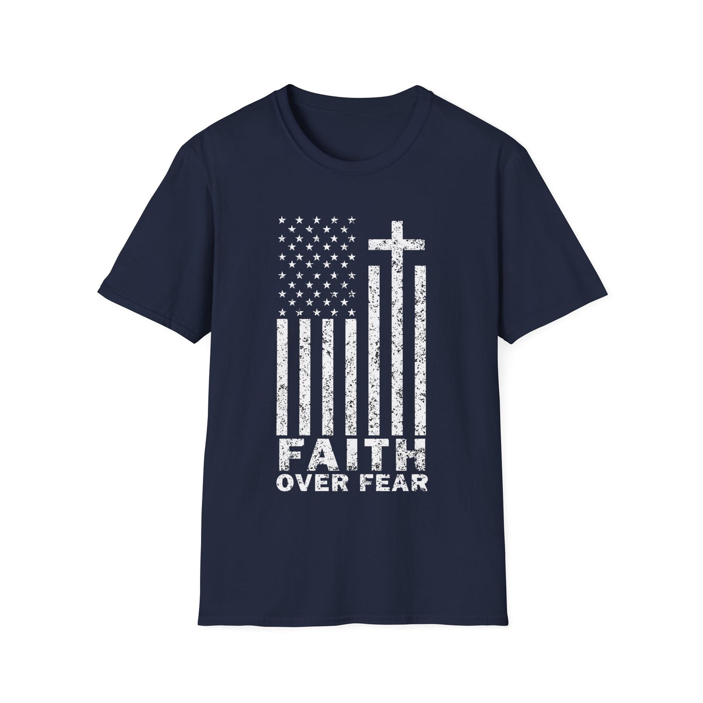 Faith Flag Men's Tshirt (White Logo)