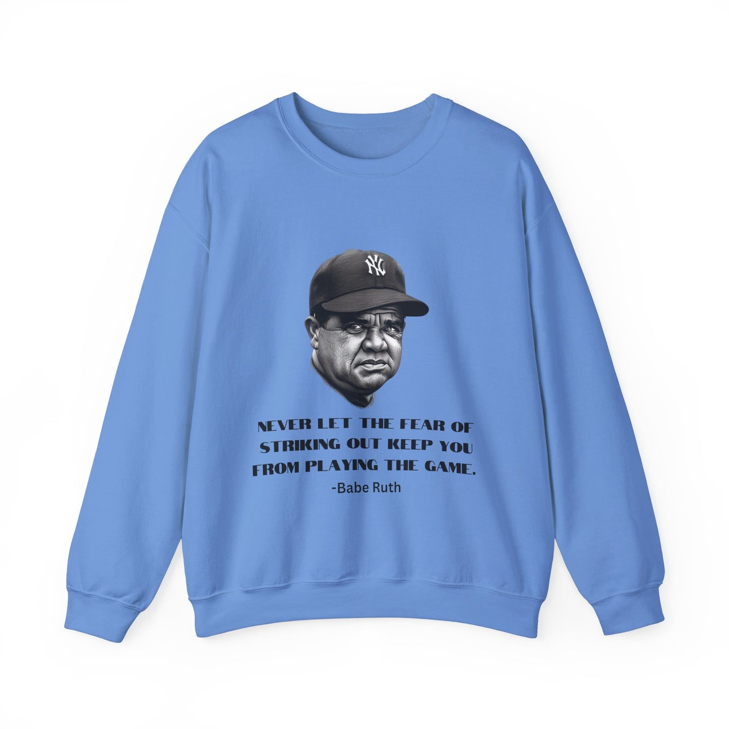 Strike Out Babe Ruth Men's Crewneck Sweatshirt (IW Grayscale Logo) - Sweet Baby Jeez Teez