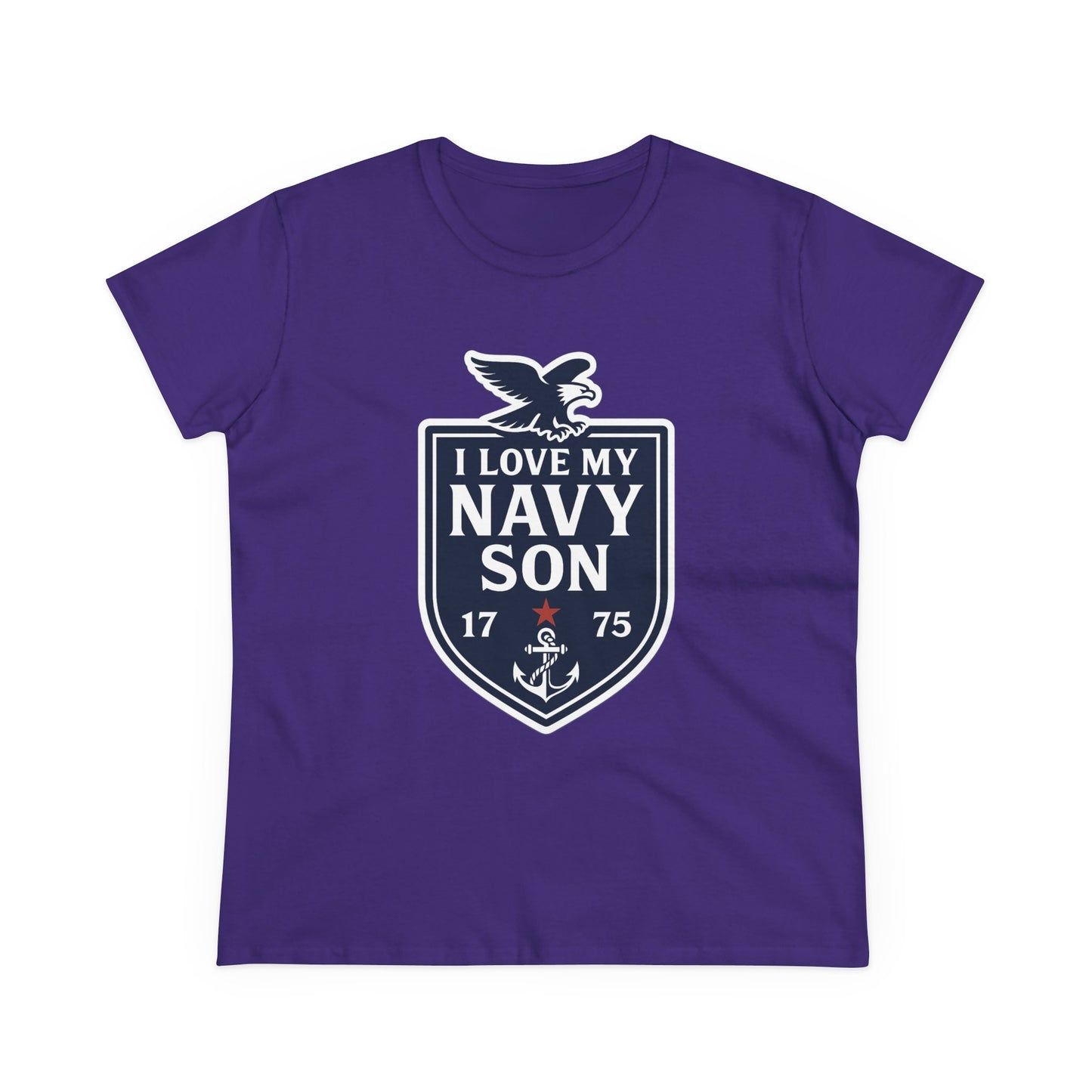 "I Love my Navy Son" Military Pride Patriotic Crest Women's Semi-Fitted Tshirt