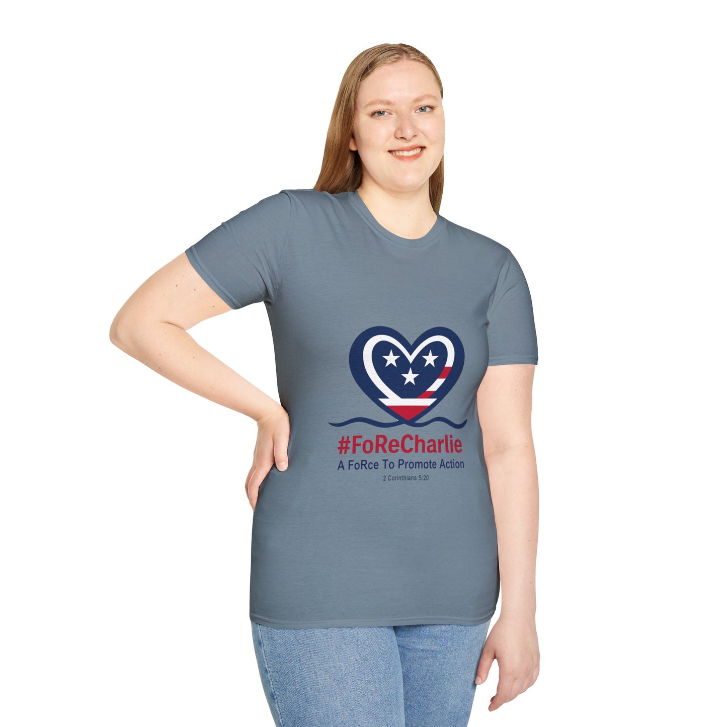 "FoRe Charlie" Ambassador Pageant Memorial Tshirt of Charlie Kirk (Heart Logo)