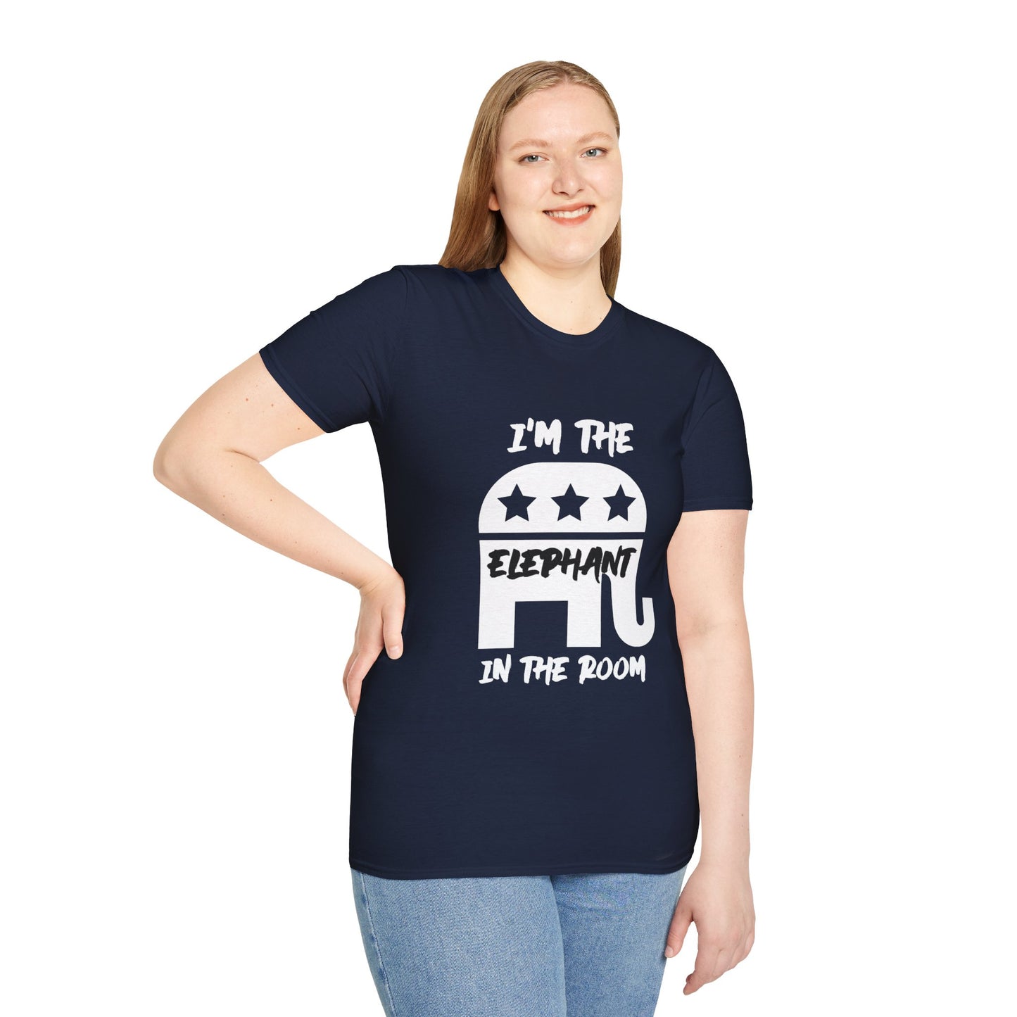 Elephant Women's Relaxed/Plus Tshirt (White/Black Logo) - Sweet Baby Jeez Teez