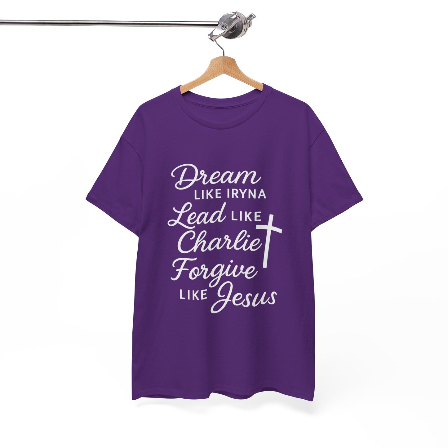 Dream, Lead, Forgive Women's Relaxed Heavy Cotton Tshirt (White Logo)