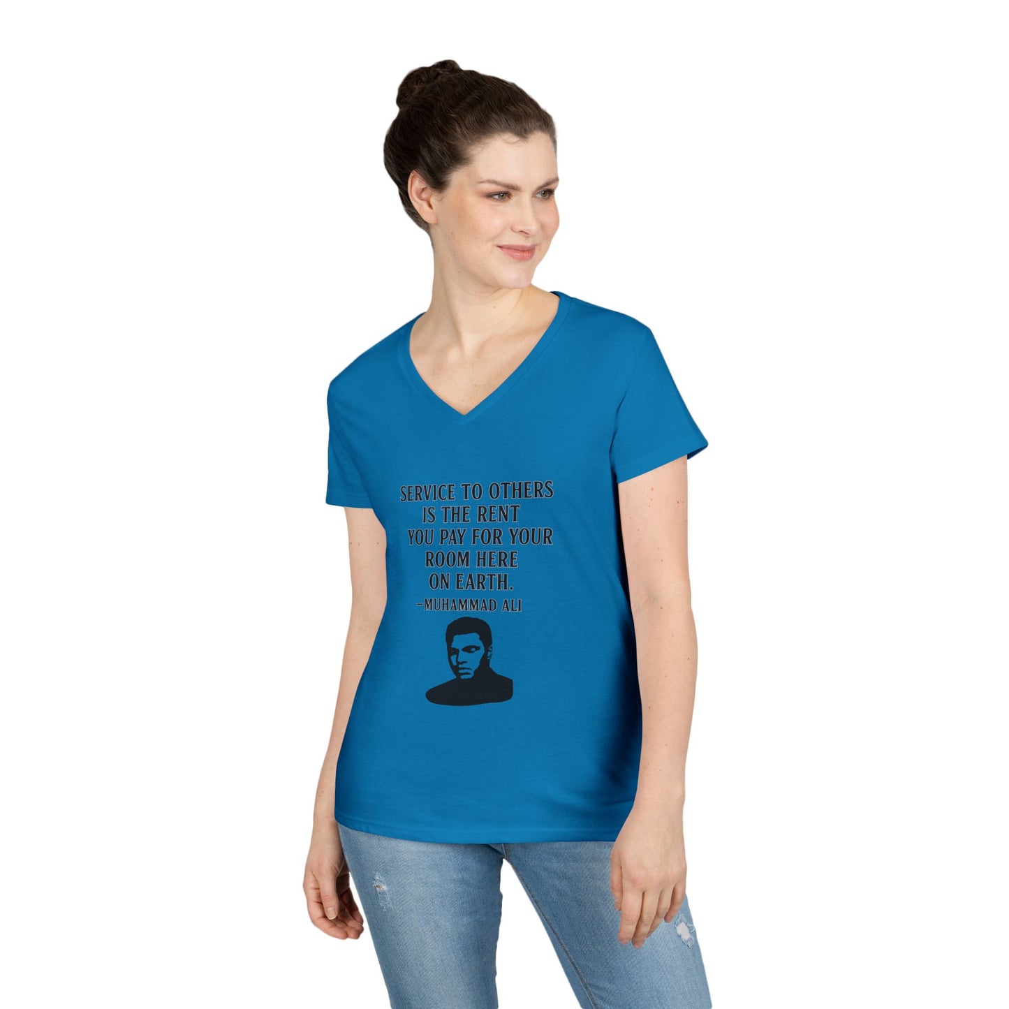 "Service to Others" Muhammad Ali Women's V-Neck T-Shirt (IM Logo)
