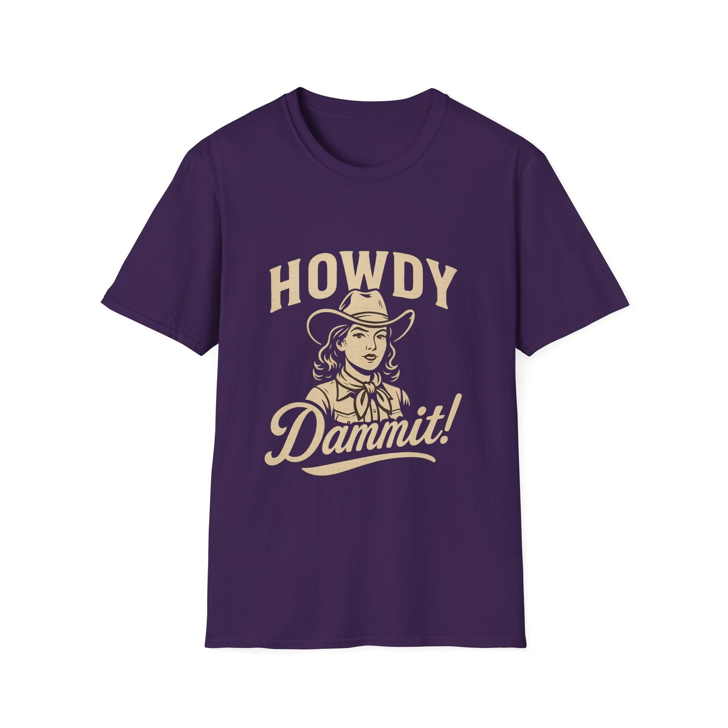 Howdy Dammit! Aggie Texas Cowgirl Softstyle Tshirt (Gold Logo)