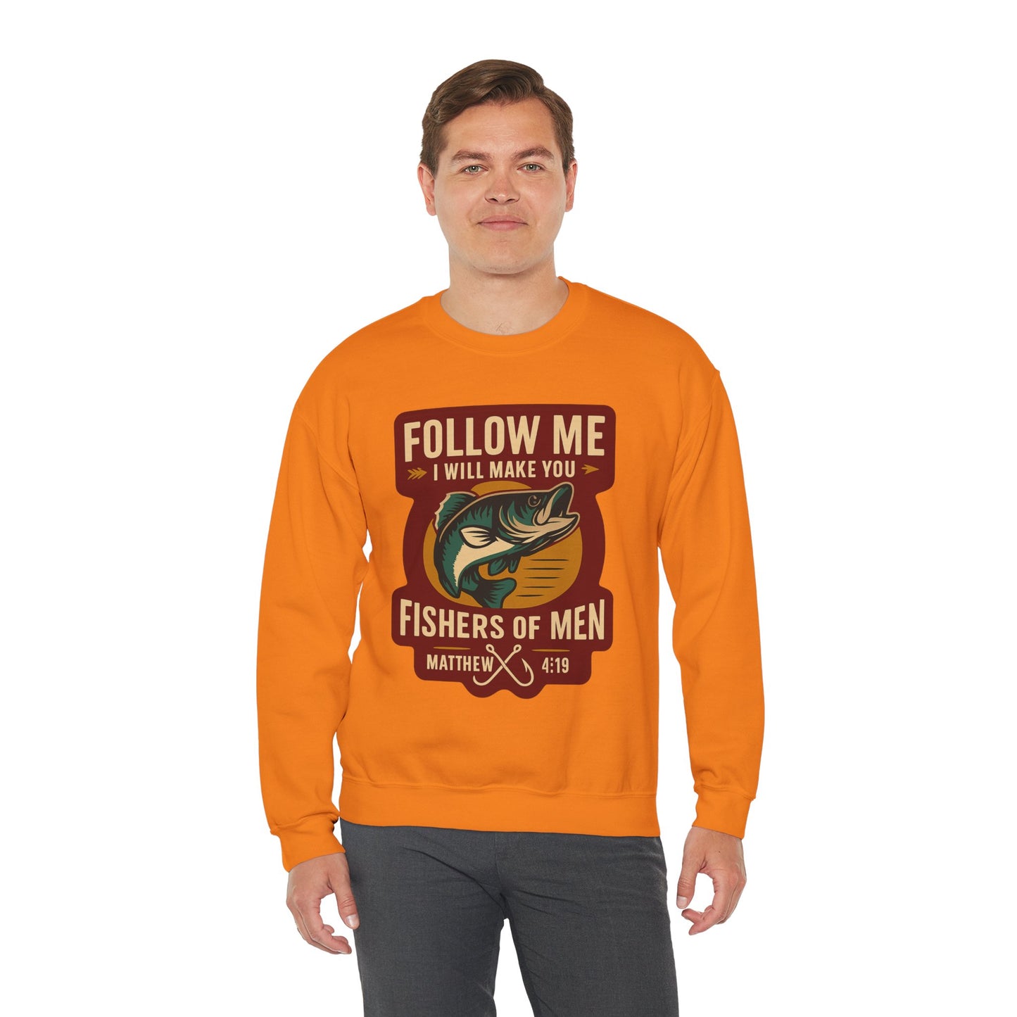 "Follow Me" Fisherman Bible Verse Crewneck Sweatshirt