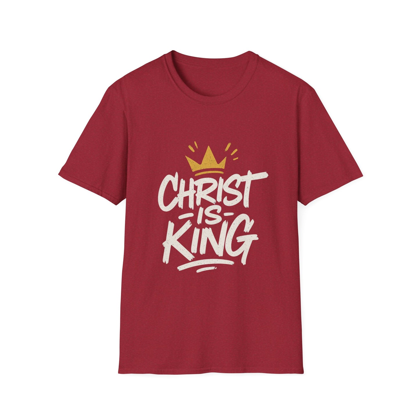 Christ is King Men's Unisex Softstyle T-Shirt (Gold Crown Logo)