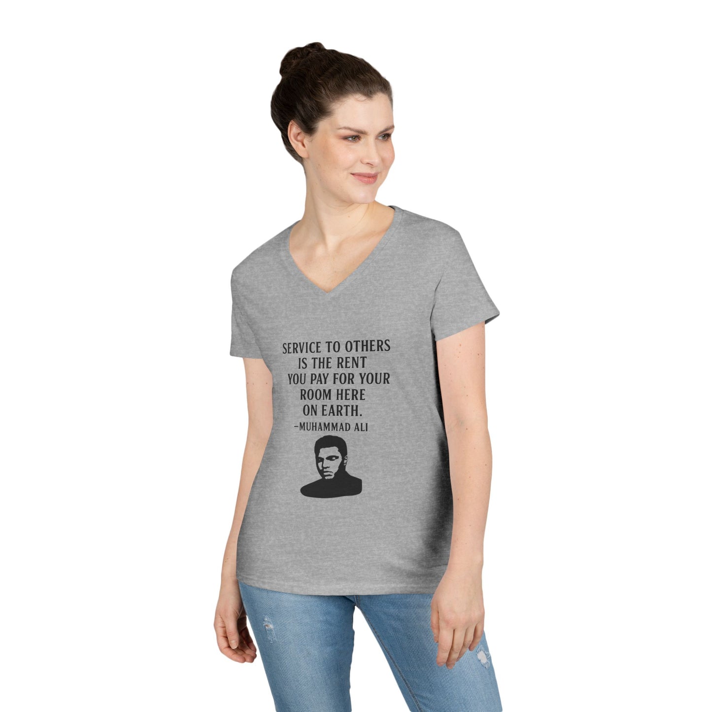 "Service to Others" Muhammad Ali Women's V-Neck T-Shirt (IM Logo)