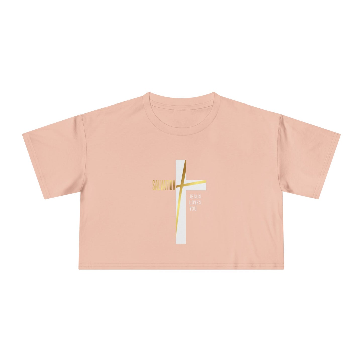 Salvation/Jesus Loves You Faith-Inspired Women's Crop T-Shirt - Sweet Baby Jeez Teez