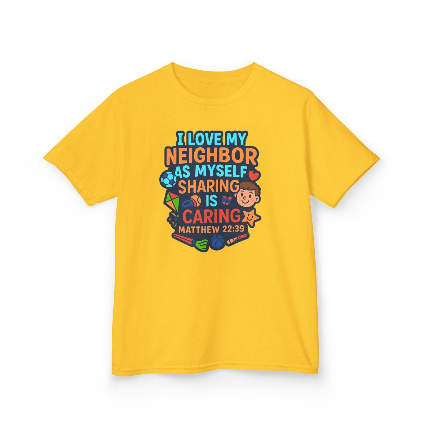 "I Love My Neighbor" Sharing is Caring Christian Boy's Bible Verse Tshirt