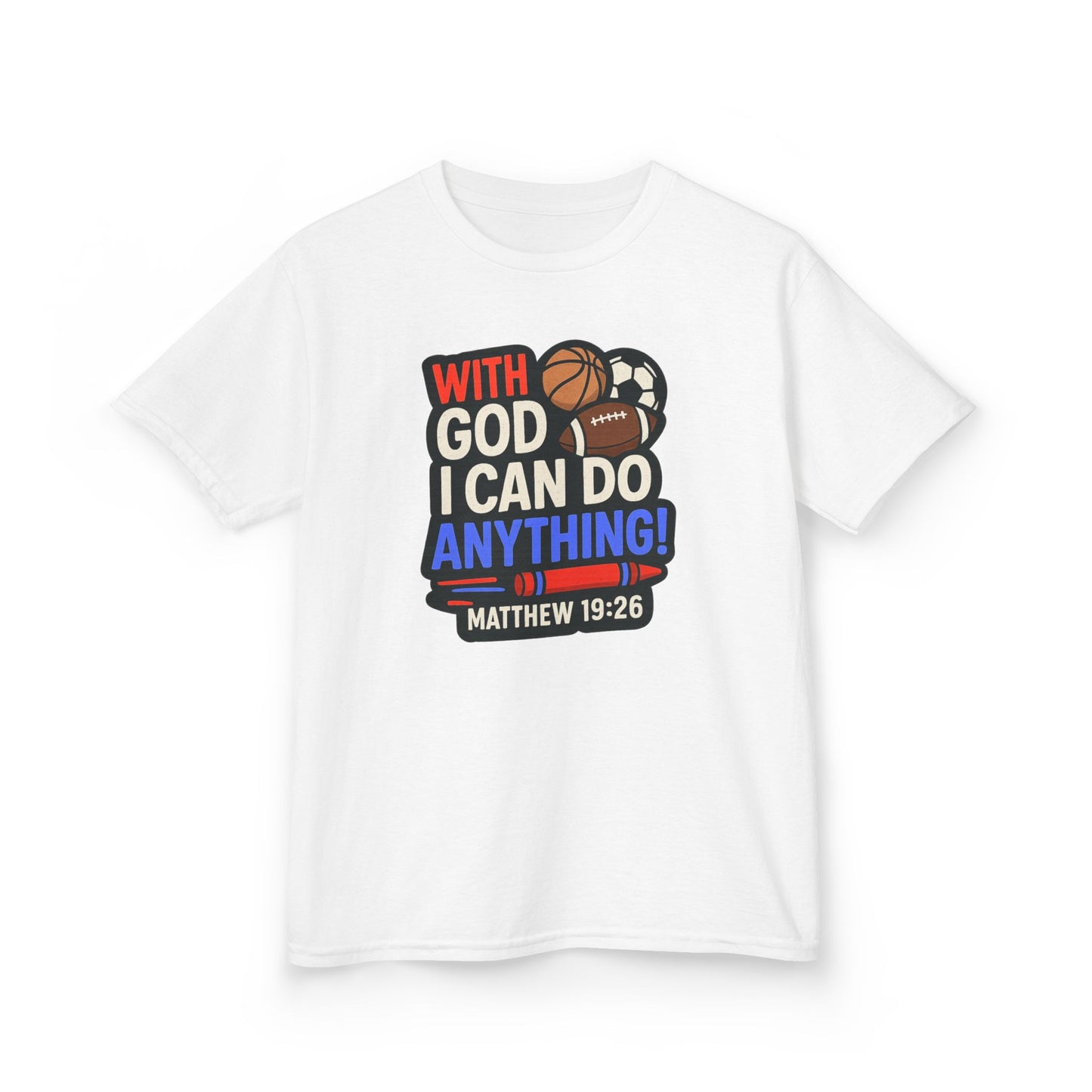 "With God I Can Do Anything!" Bible Verse Christian Boy's Inspirational Tshirt
