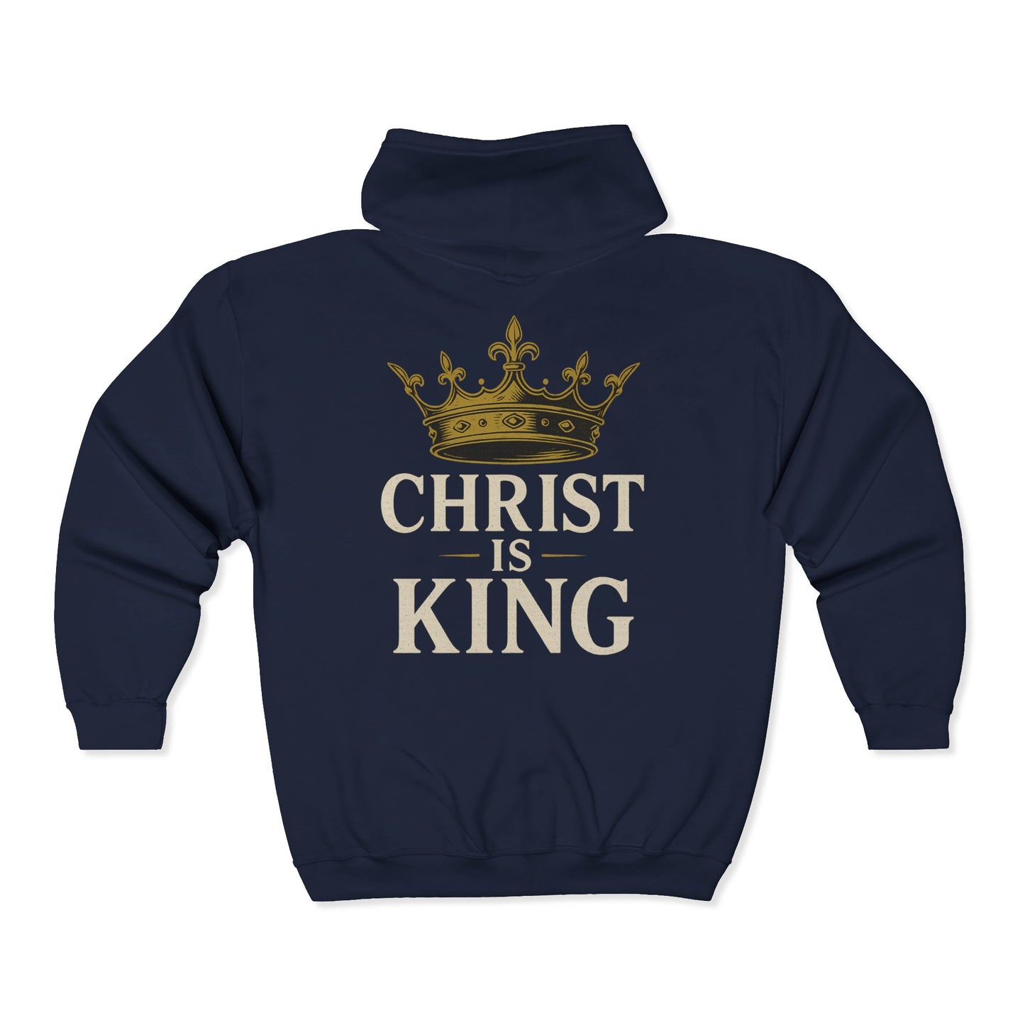 "Christ is King" Unisex Cozy Full-Zip Hoodie (Back Logo)
