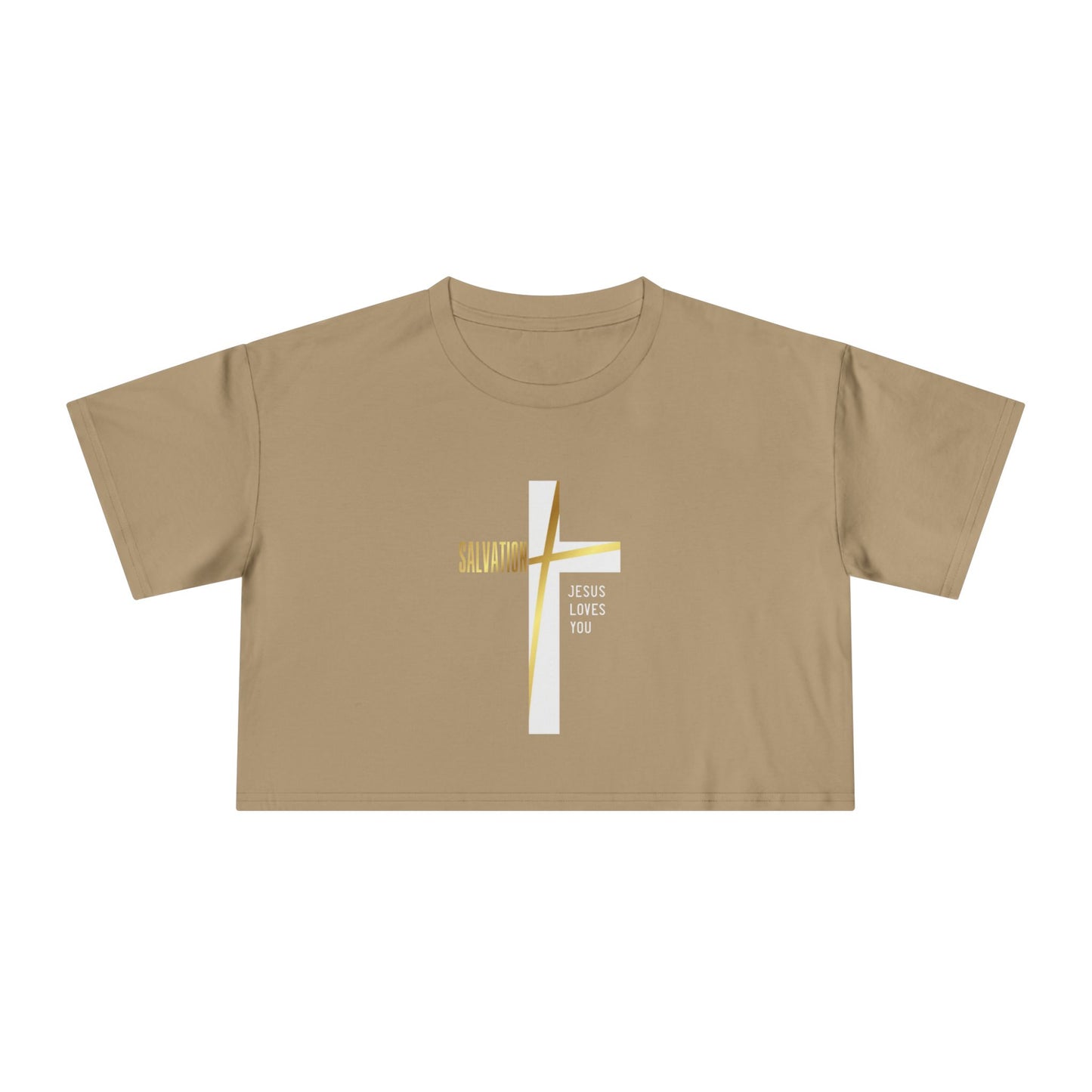 Salvation/Jesus Loves You Faith-Inspired Women's Crop T-Shirt - Sweet Baby Jeez Teez