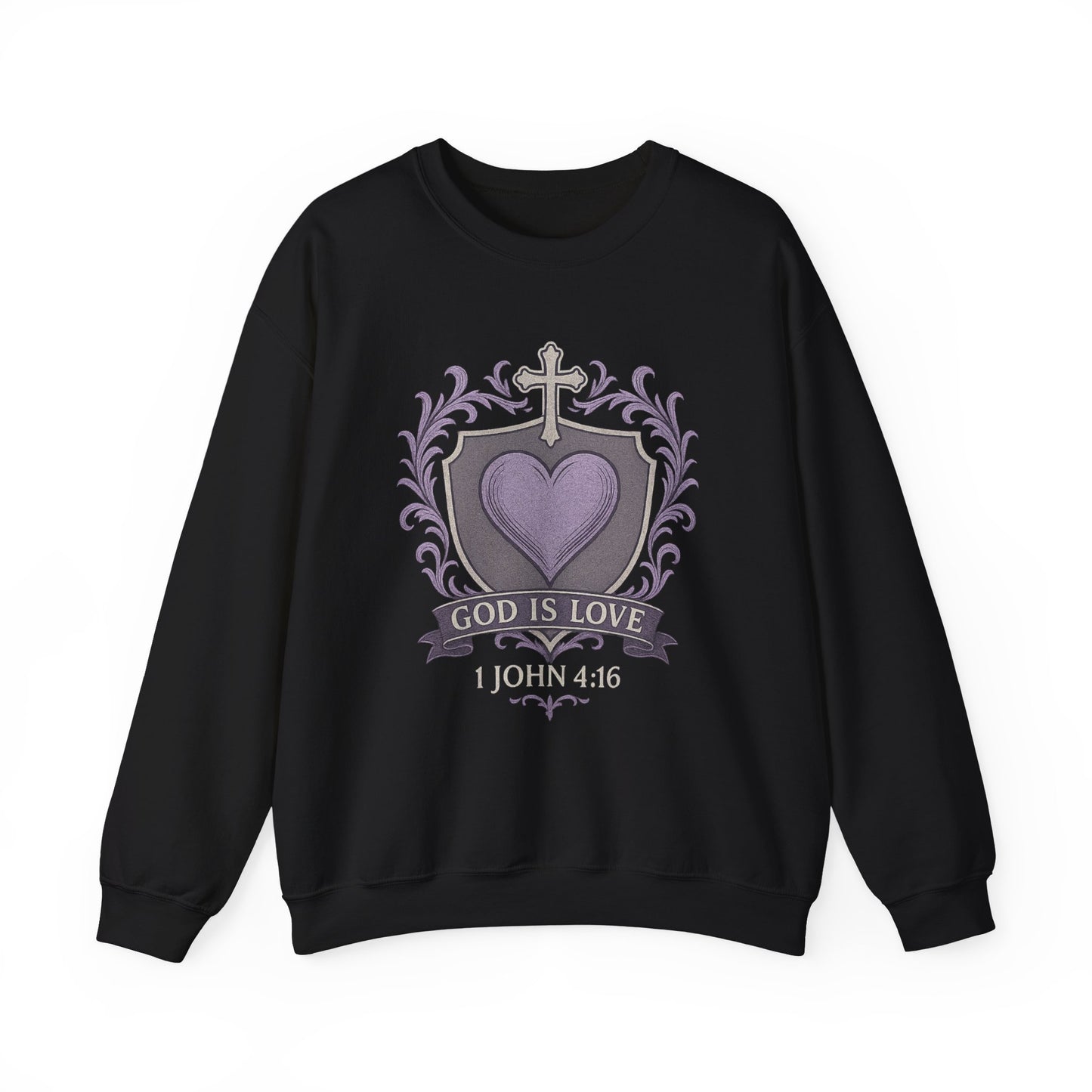 God Is Love Women's Bible Verse Inspirational Christian Sweatshirt (Faded Logo)