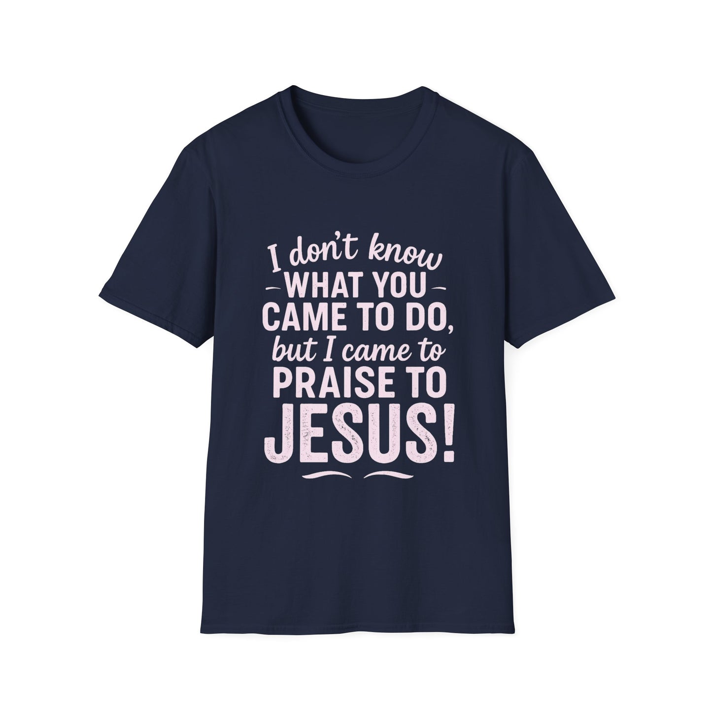 "I Came to Praise Jesus" Relaxed Softstyle Tshirt (Light Pink Logo) - Sweet Baby Jeez Teez