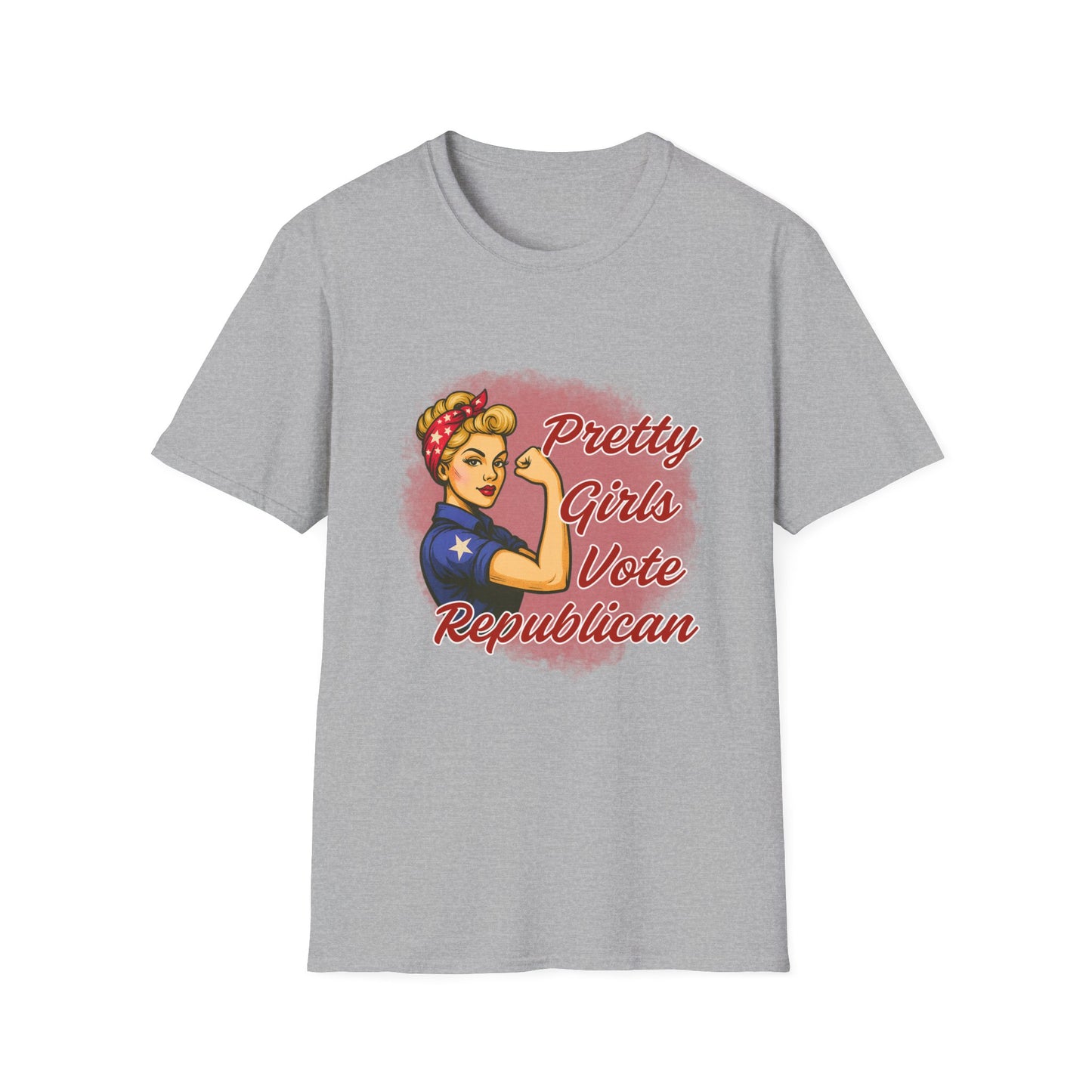 "Pretty Girls Vote Republican" Empowered Women Softstyle T-Shirt Tee (Blonde)