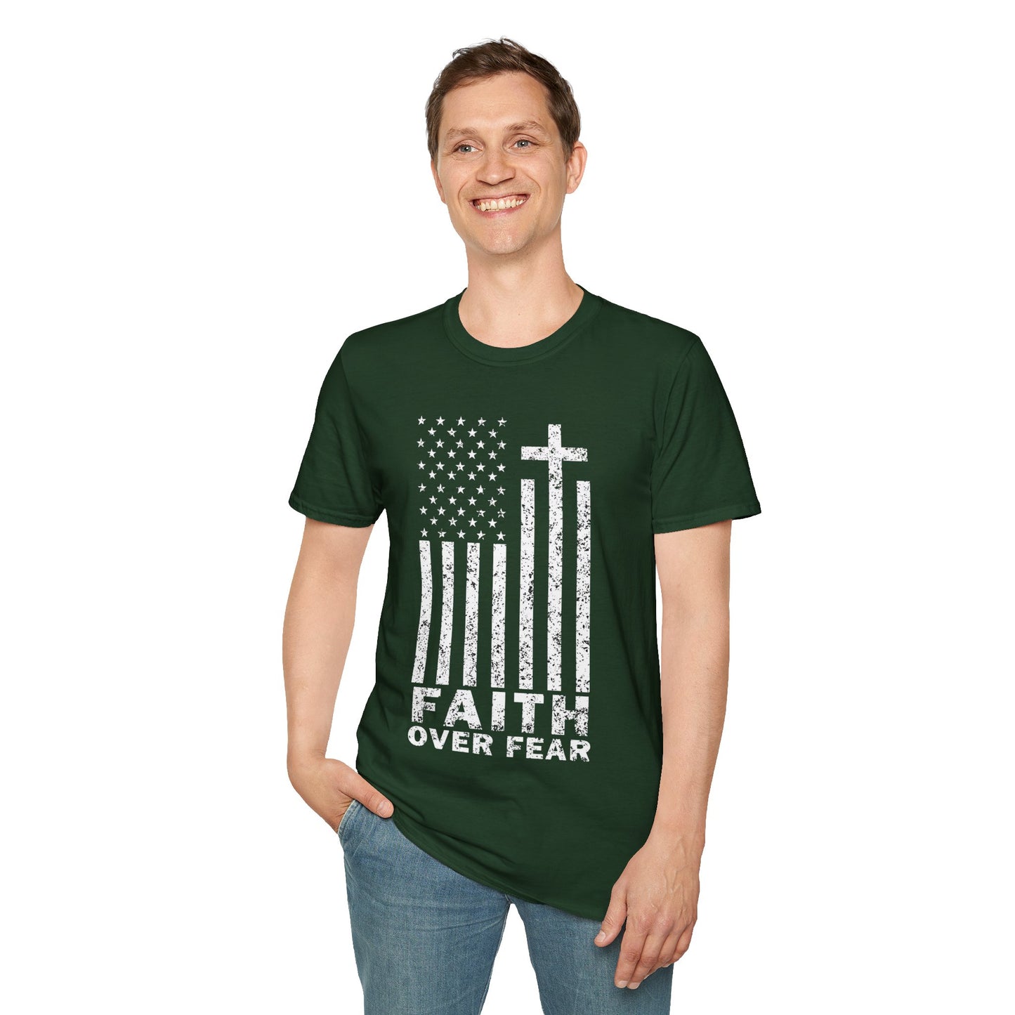 Faith Flag Men's Tshirt (White Logo)