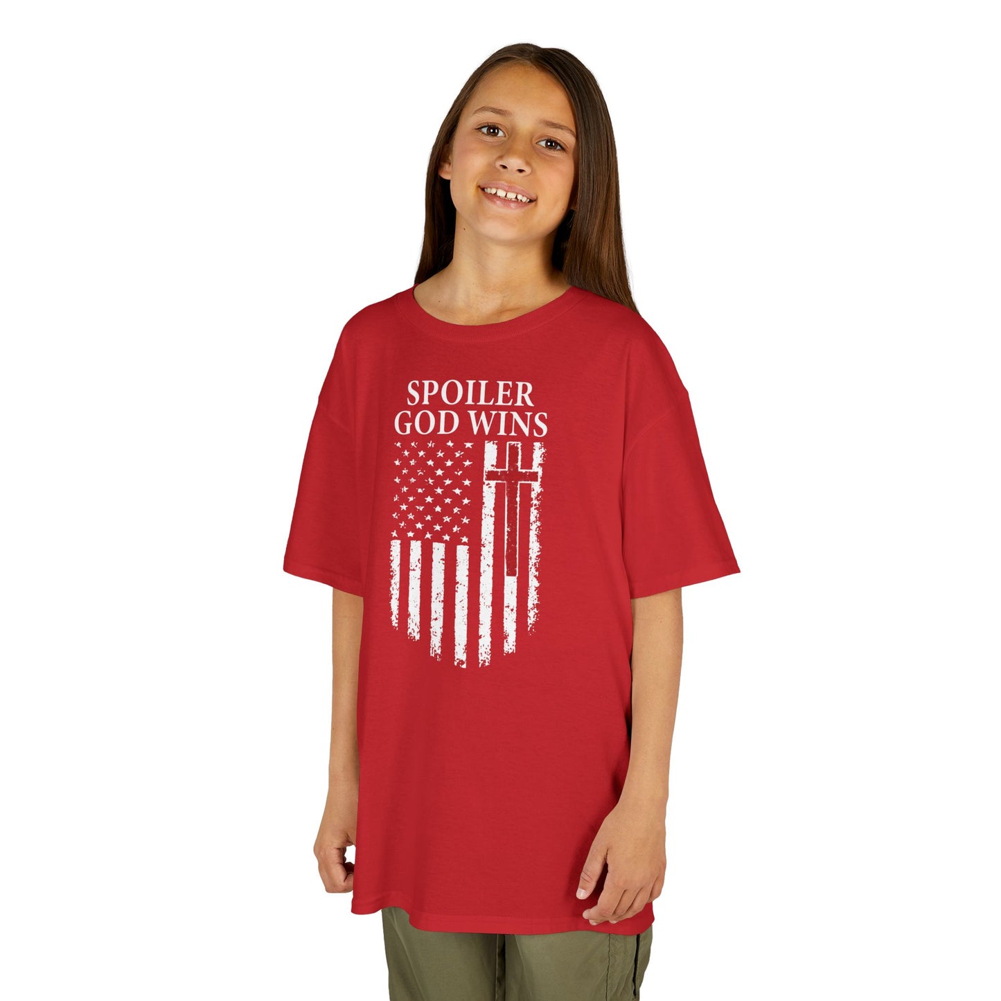 "Spoiler God Wins" Christian Kids Softstyle T-Shirt