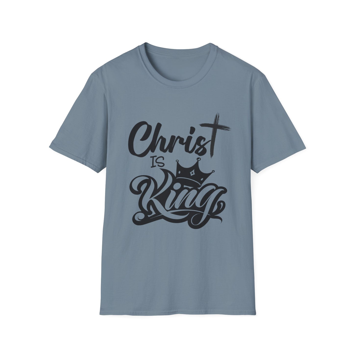"Christ is King" Unisex Softstyle T-Shirt (Black Logo) - Sweet Baby Jeez Teez