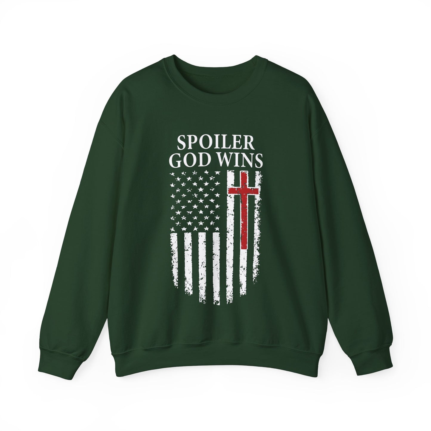 "Spoiler God Wins" Christian Unisex Cozy Sweatshirt