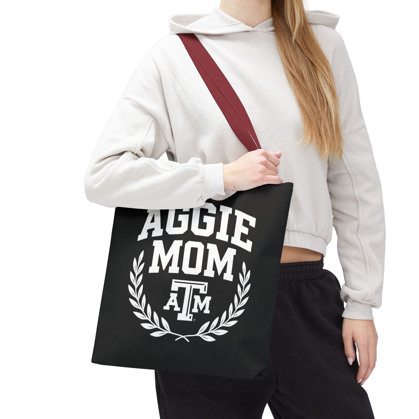 "Aggie Mom" Tote Bag - Multiple Sizes, Different Color Straps - Sweet Baby Jeez Teez