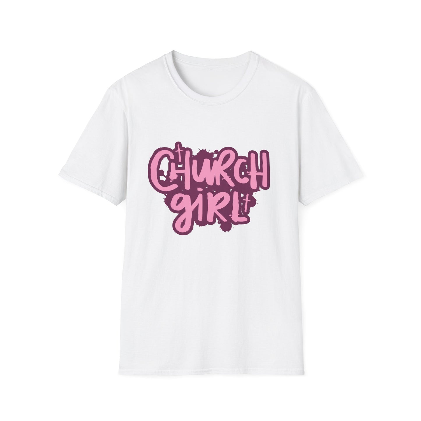 Church Girl Women's Relaxed/Fitted Tshirt (Pinks Logo) - Sweet Baby Jeez Teez