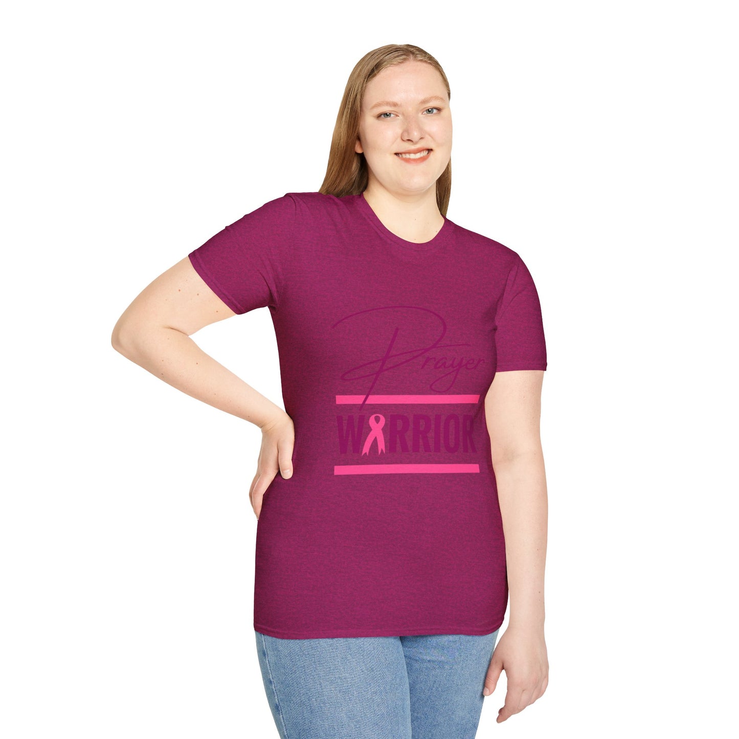 Prayer Warrior Breast Cancer Women's Relaxed/Plus Tshirt (Pink Logo) - Sweet Baby Jeez Teez
