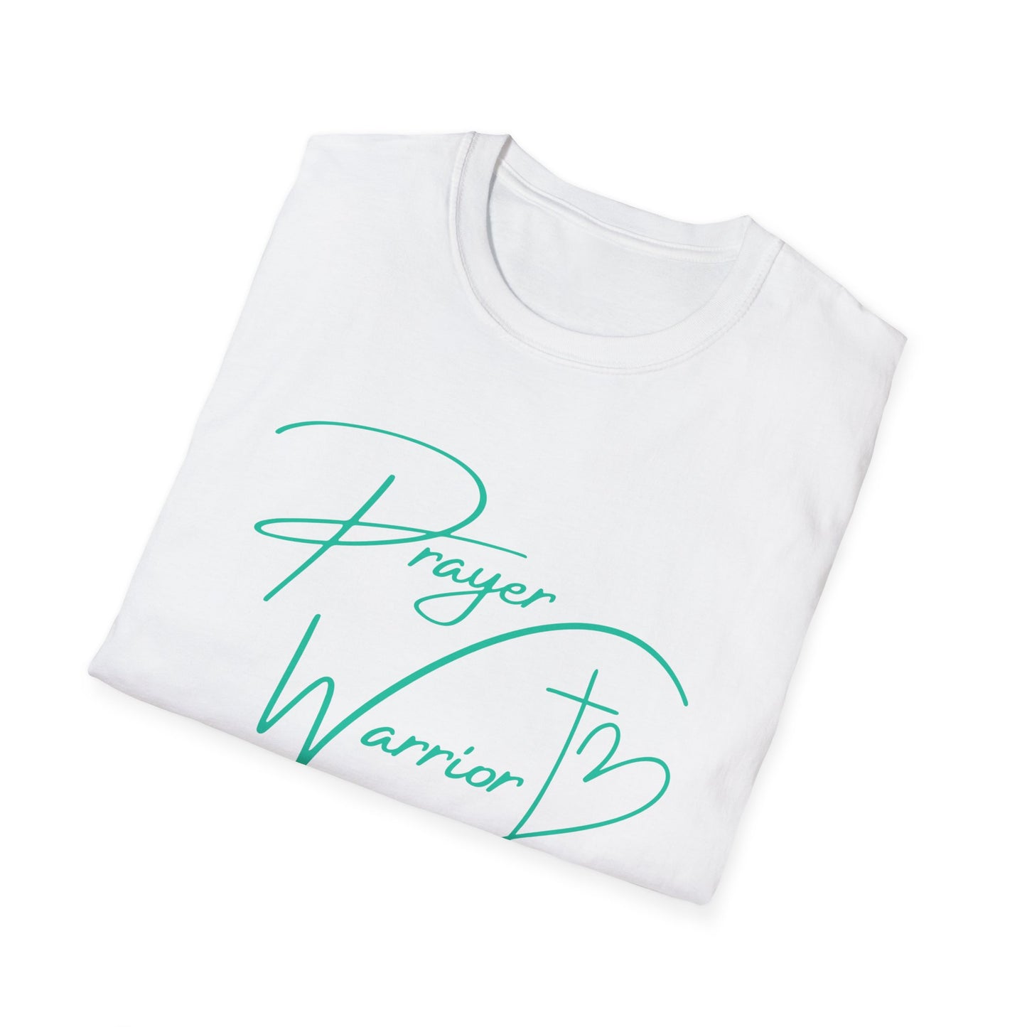 Prayer Warrior Cross Heart Women's Relaxed/Plus Tshirt (Teal Logo) - Sweet Baby Jeez Teez