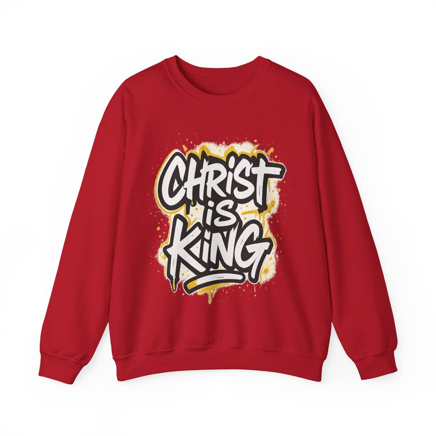 Christ is King Men's Crewneck Sweatshirt (White/Gold Logo)