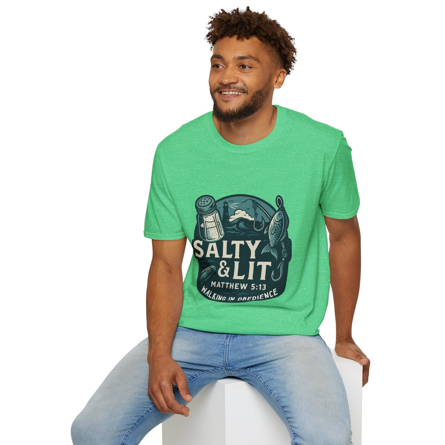 'Salty & Lit" Matthew 5:13 Bible Verse Christian Softstyle Tshirt
