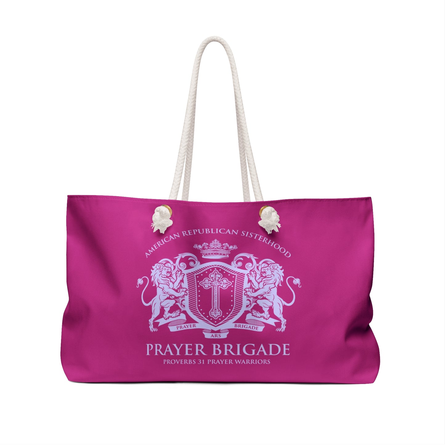 ARS Prayer Brigade Weekender Bag (Hot Pink with Lilac Logo)