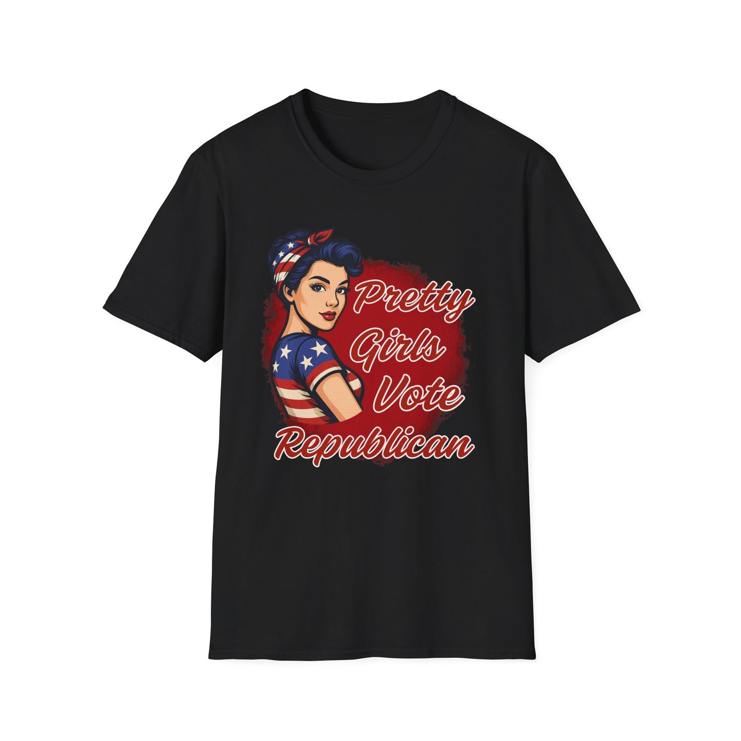 "Pretty Girls Vote Republican" Empowered Women Softstyle T-Shirt Tee (Brunette)
