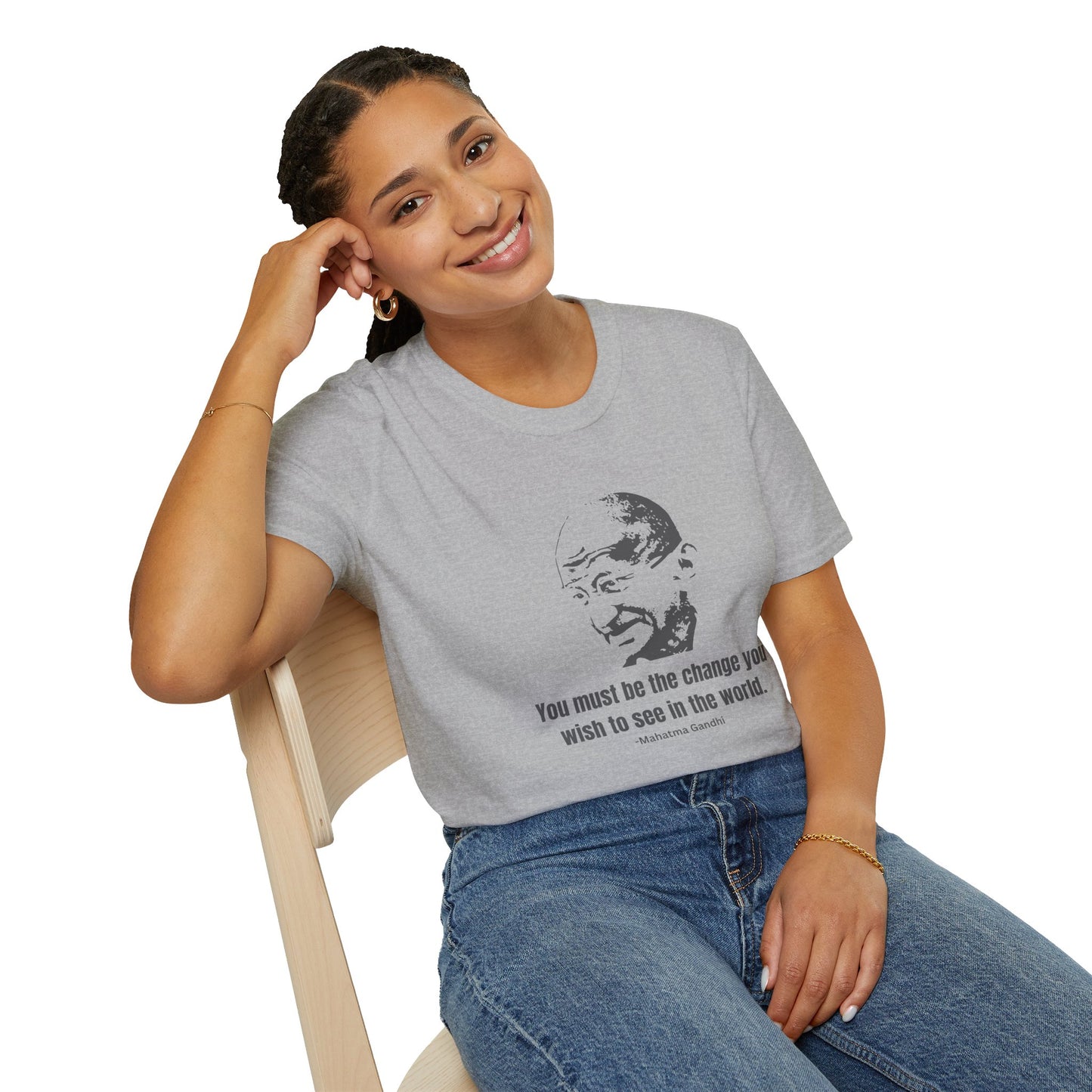 Be the Change Women's Relaxed/Plus Tshirt (IW Gray Logo) - Sweet Baby Jeez Teez