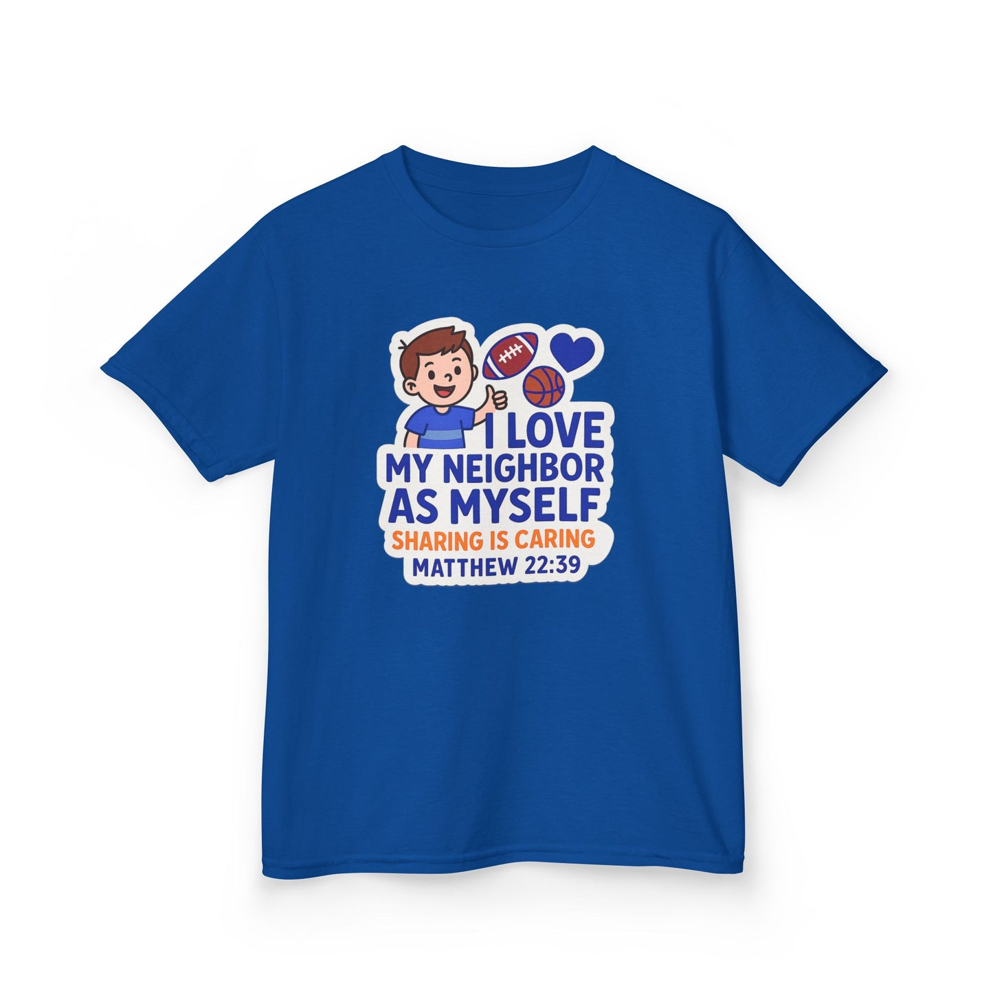 "Love My Neighbor" Sharing is Caring Christian Boy's Bible Verse Sticker Tshirt