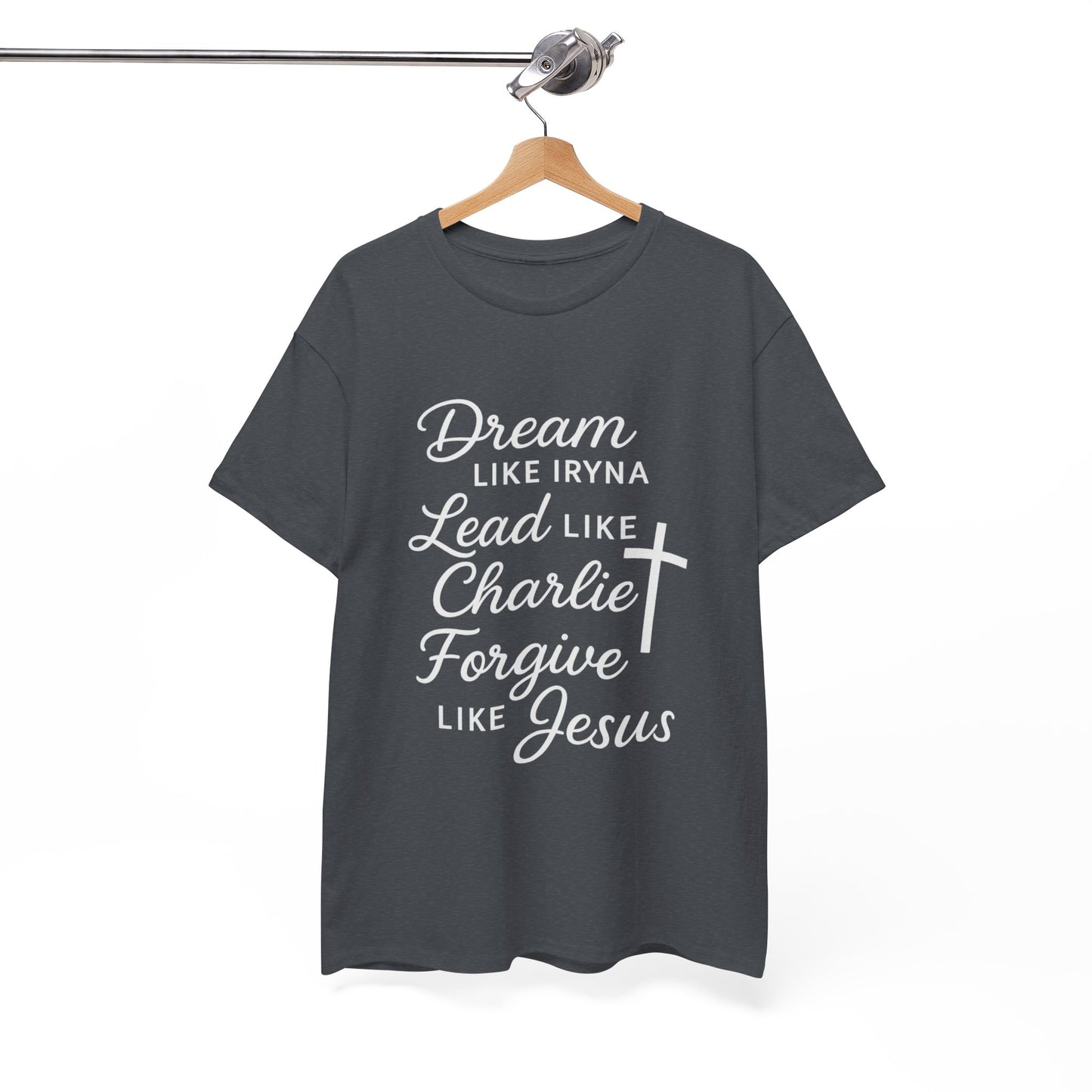 Dream, Lead, Forgive Women's Relaxed Heavy Cotton Tshirt (White Logo)