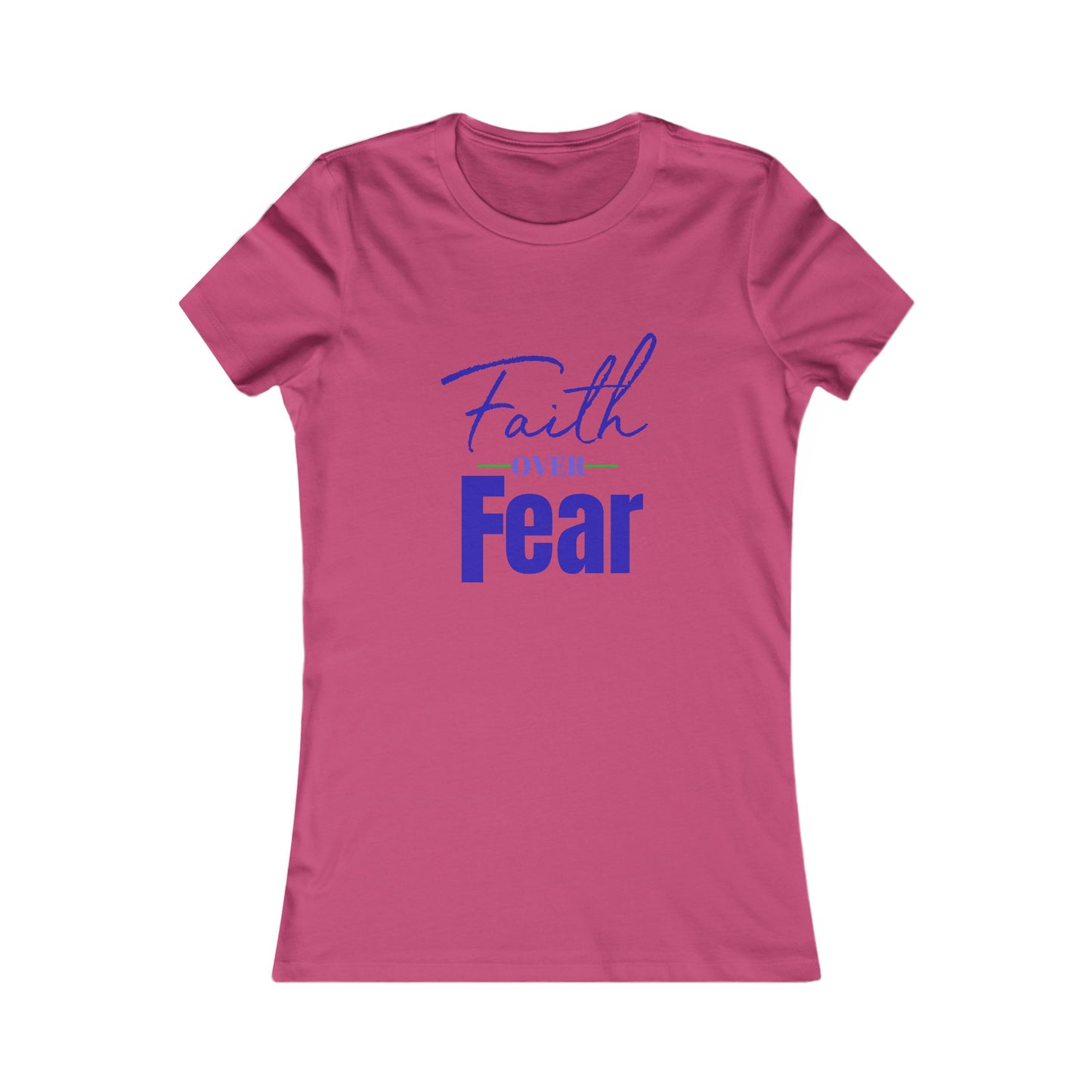 Faith Over Fear Women's Fitted Tshirt (Navy and Green Logo) - Sweet Baby Jeez Teez