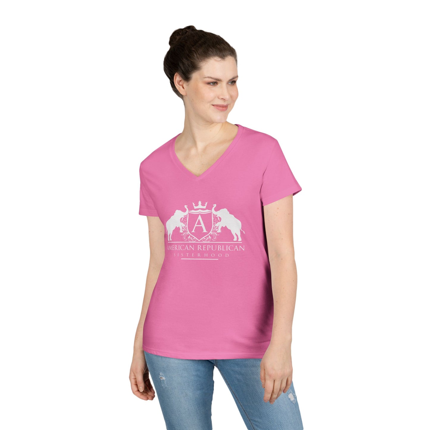 ARS White Logo Women's V-neck Tshirt - Sweet Baby Jeez Teez