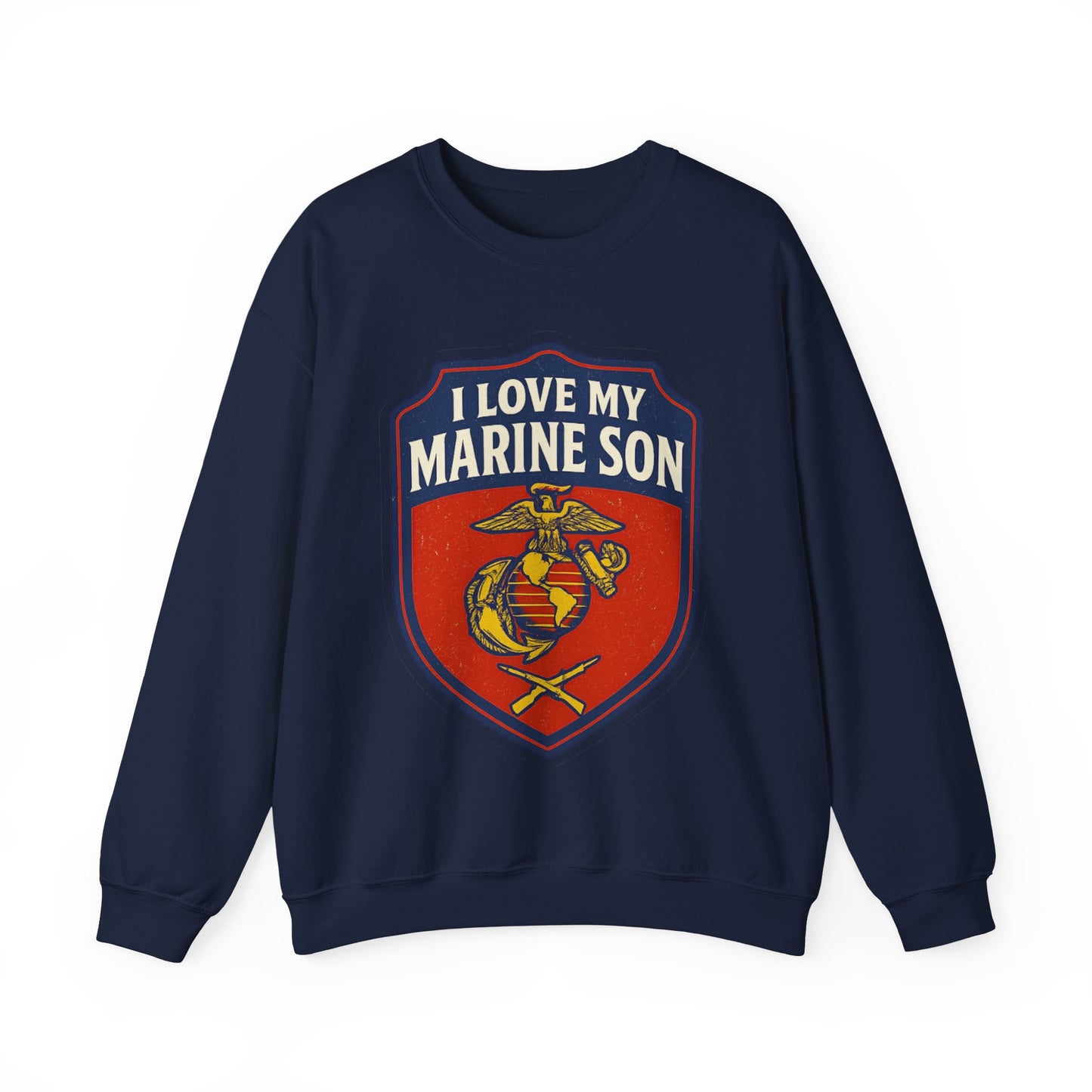 "I Love My Marine Son" Patriotic Crewneck Sweatshirt for Marine Military Parents