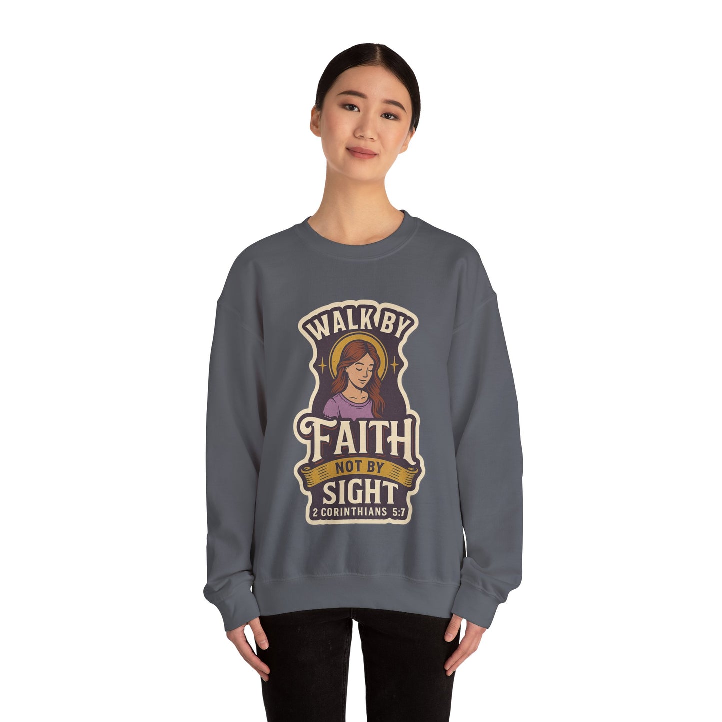 "Walk by Faith" Bible Verse Christian Inspirational Sweatshirt