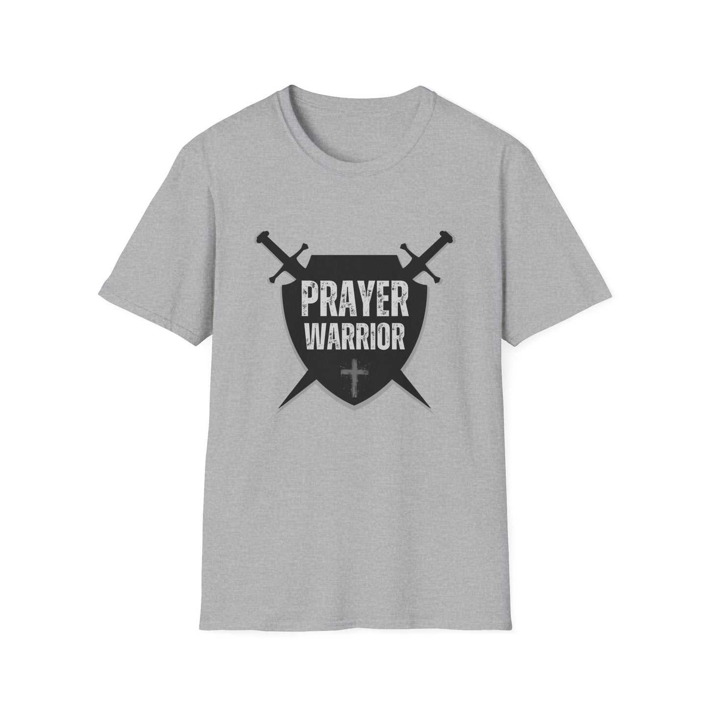 Prayer Warrior Shield Men's Tshirt (Black Logo) - Sweet Baby Jeez Teez