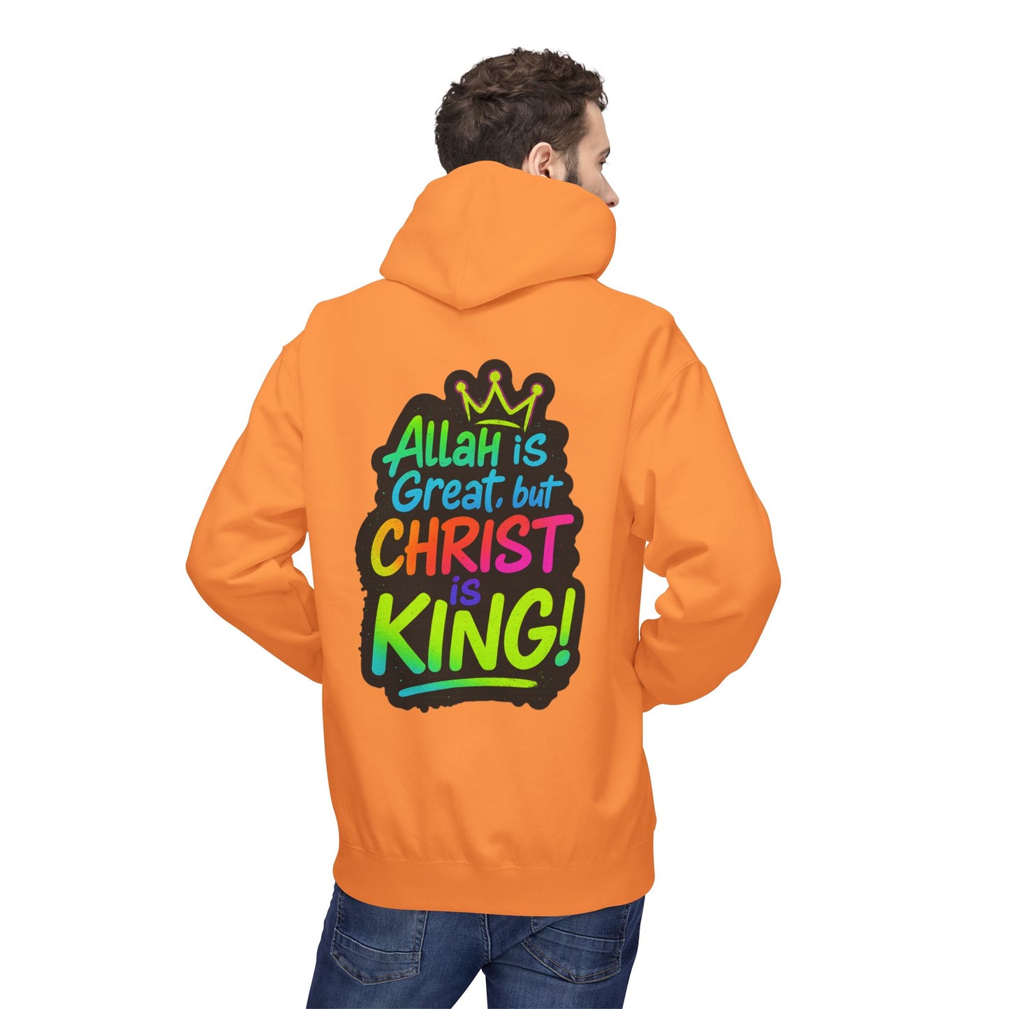 "Allah is Great but Christ is King!" Cozy Christian Unisex Fleece Hoodie