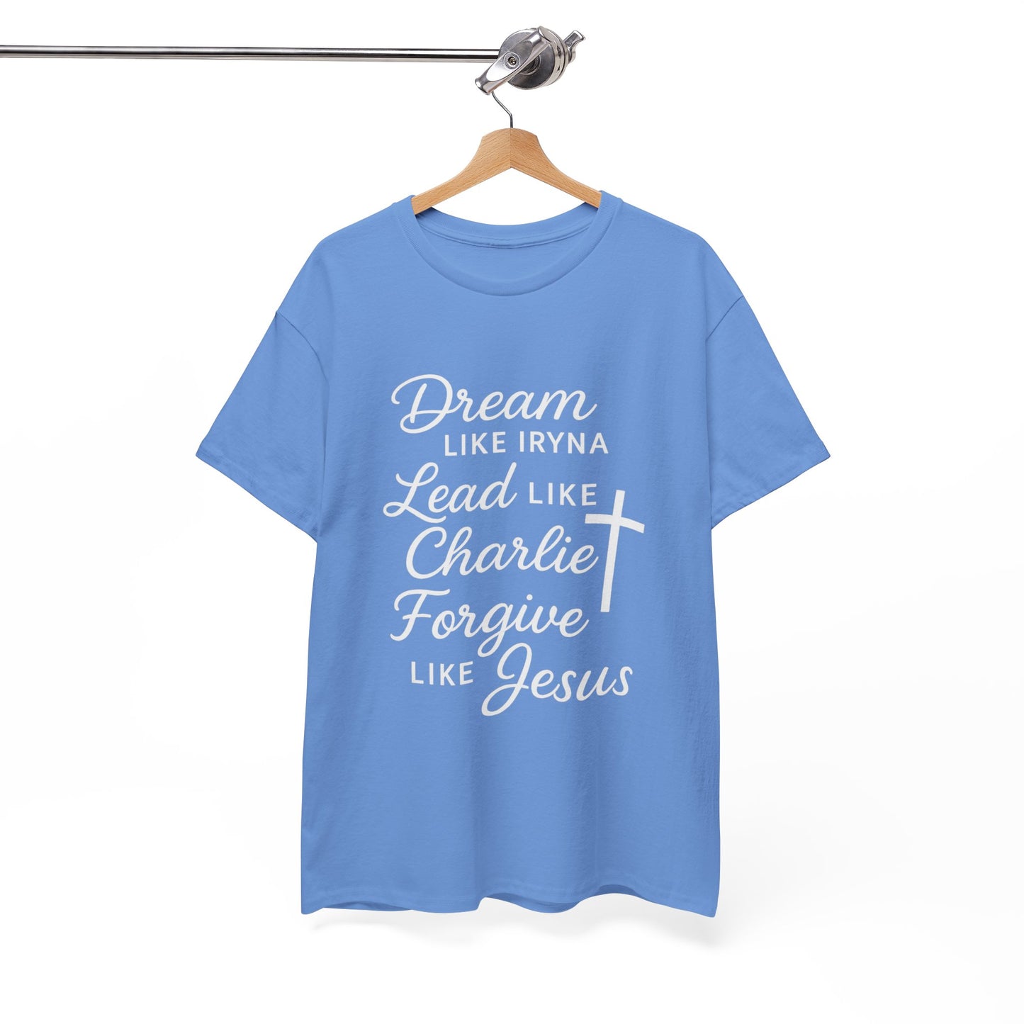Dream, Lead, Forgive Women's Relaxed Heavy Cotton Tshirt (White Logo)