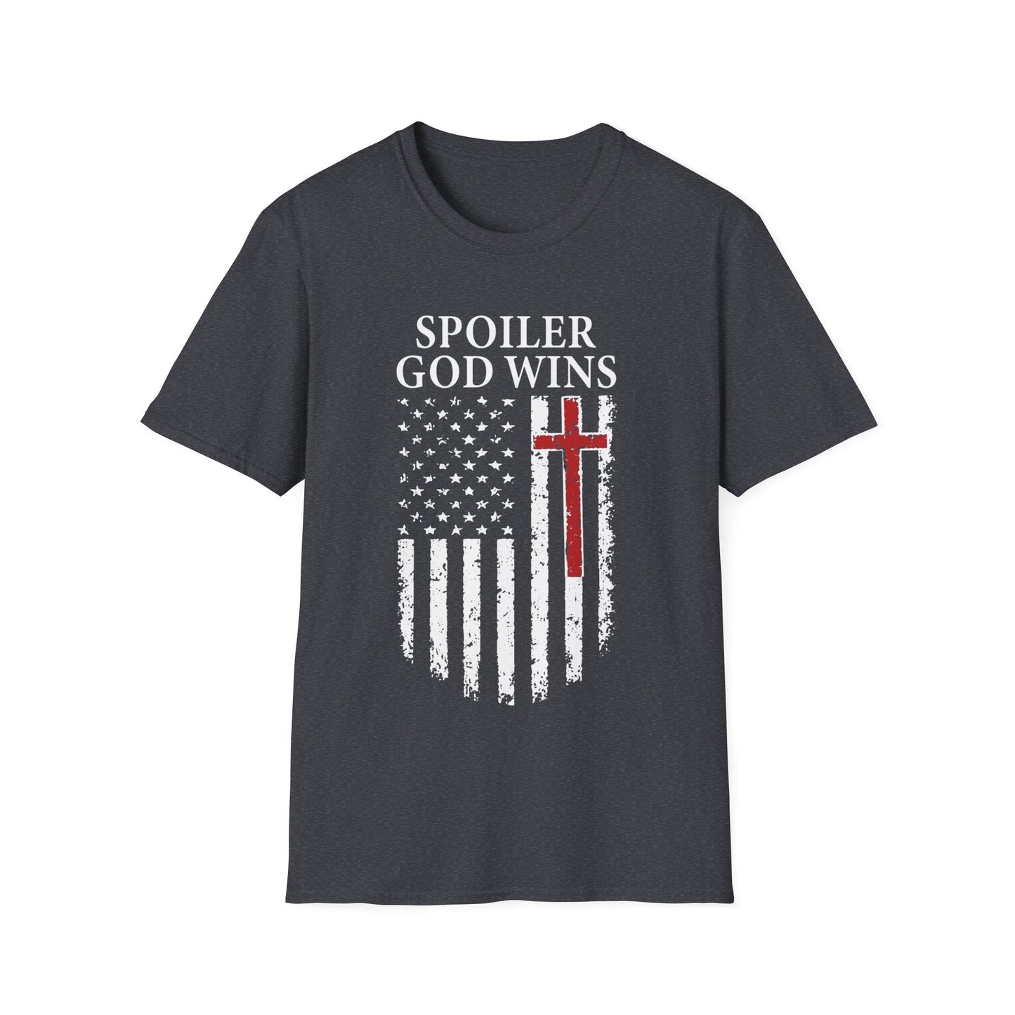"Spoiler God Wins" Christian Unisex Softstyle T-Shirt